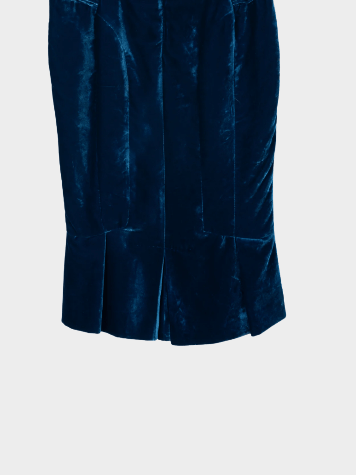 Tom Ford AW 2011 Blue Velvet Pleated Flared-Hem Skirt