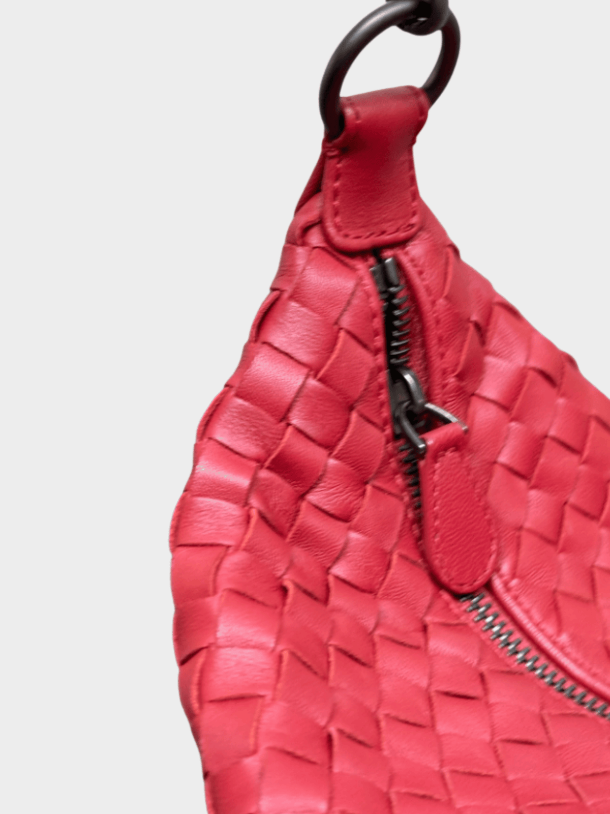Bottega Venetta 2000s Red Woven Shoulder Bag
