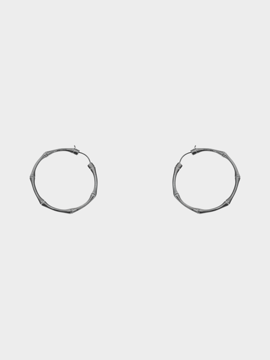 Gucci 2000s Sterling Silver Bamboo Hoop Earrings