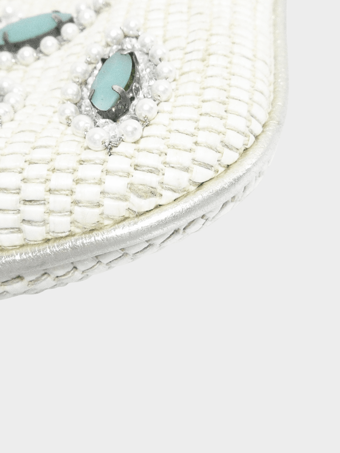 Valentino 2000s Rare White Beaded and Embroidered Satin Evening Shoulder Bag