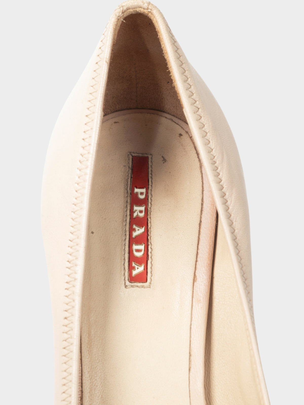 Prada 2000s Ecru Leather Cap-Toe Heels