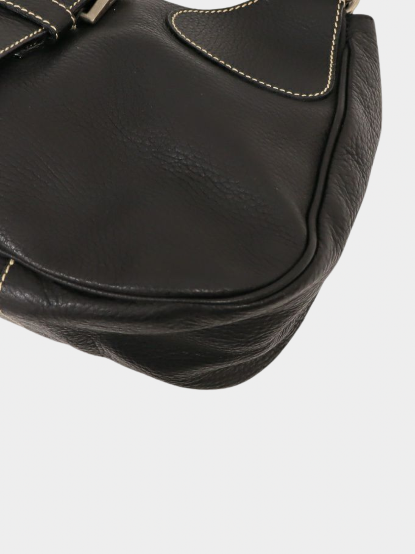 Prada 2000s Black Leather Triangle Logo Handbag