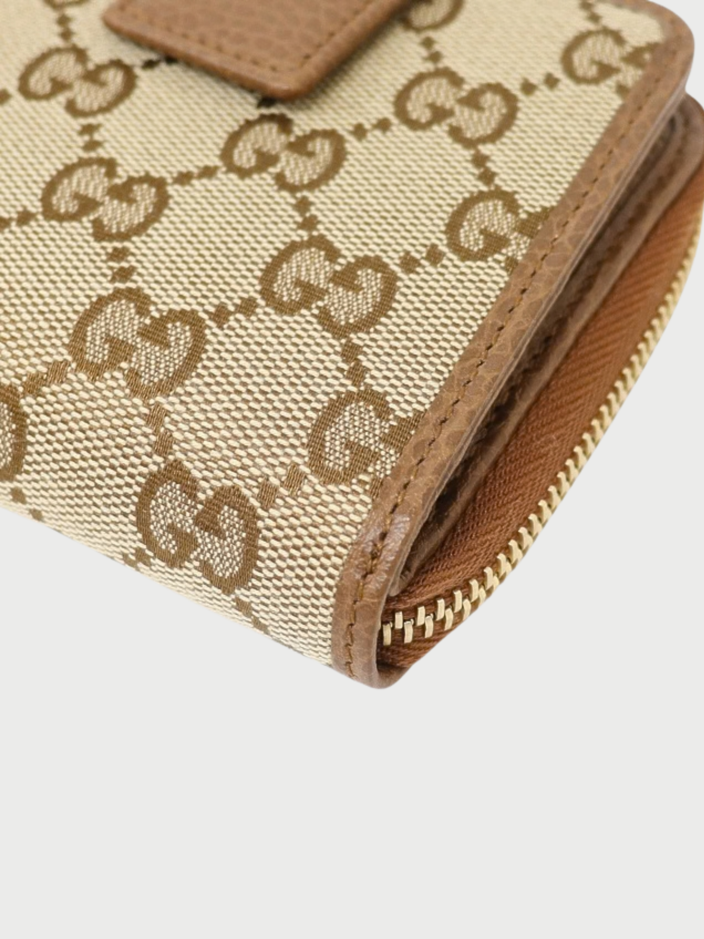 Gucci 2000s Beige GG Canvas Leather Wallet