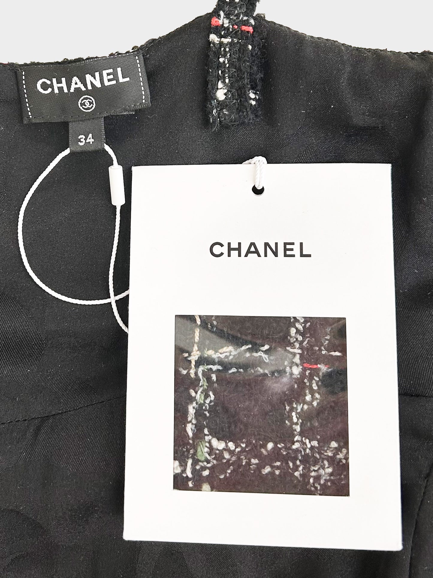 Chanel 2022 Black White and Multicolor Tweed Mini Dress