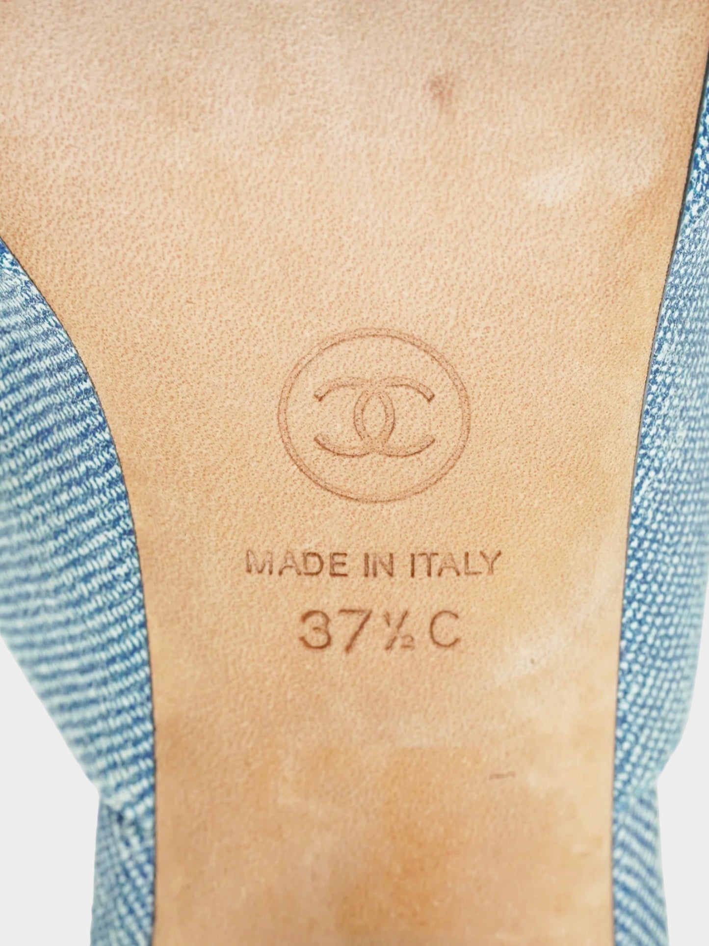 Chanel SS 2017 Denim Blue Canvas Heeled Mules