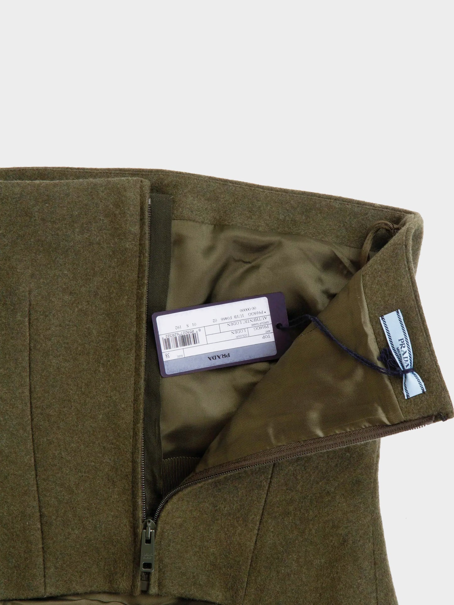 Prada FW 2019 Green Felt Military Bustier Top