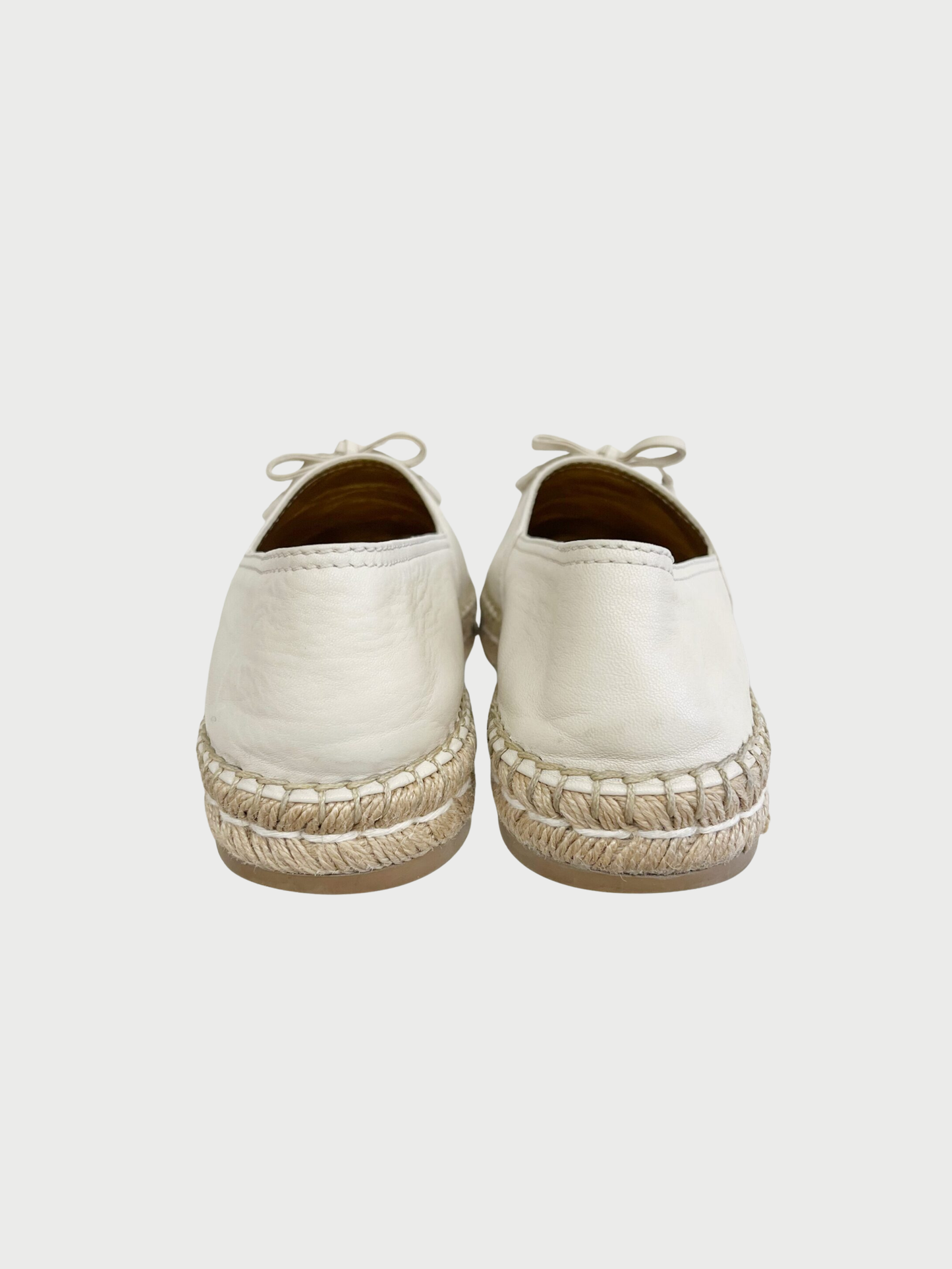 Prada 2010s Bone White Leather Bow Espadrilles
