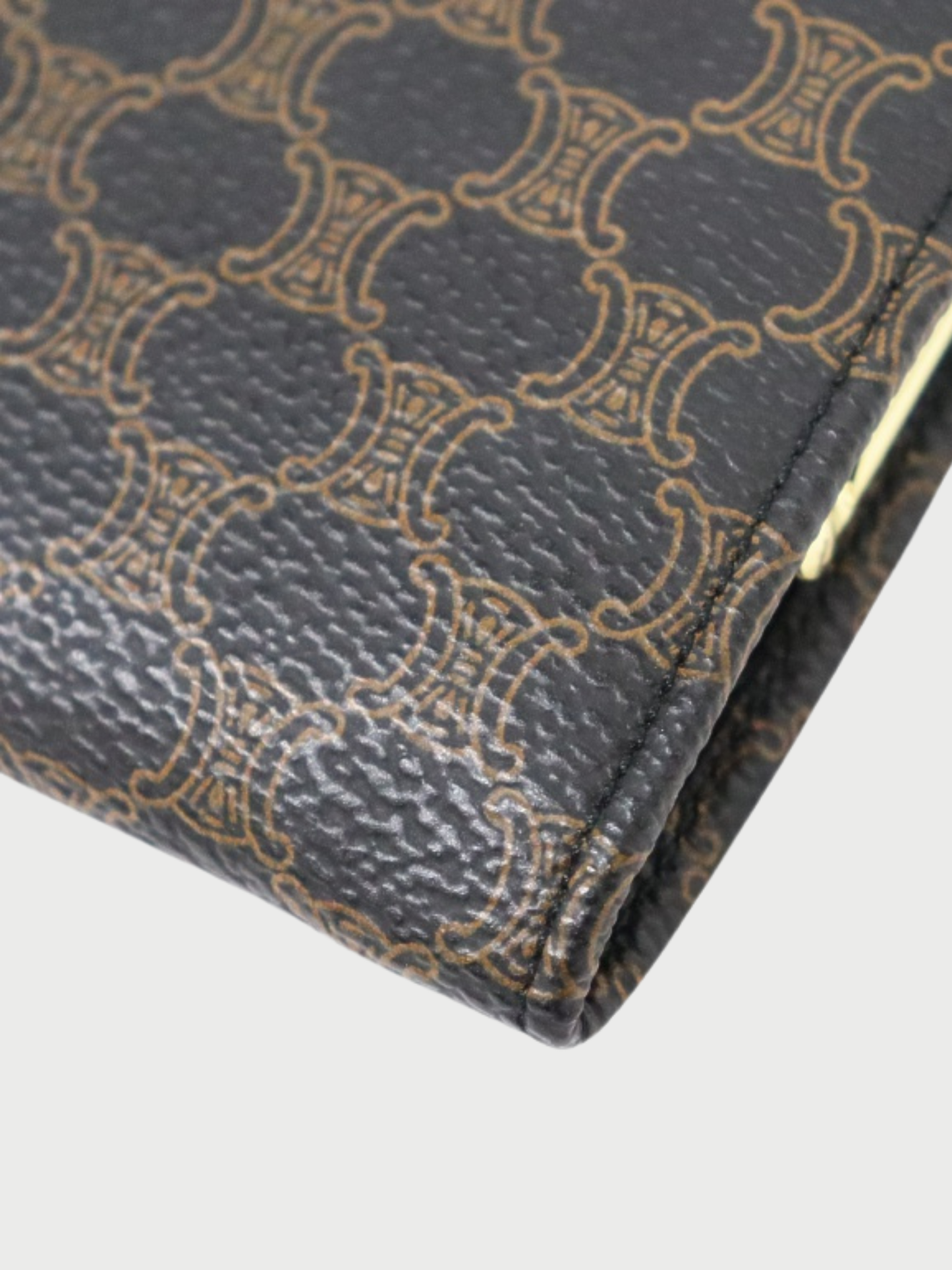Celine 2000s Brown Macadam Canvas Leather Coin Case