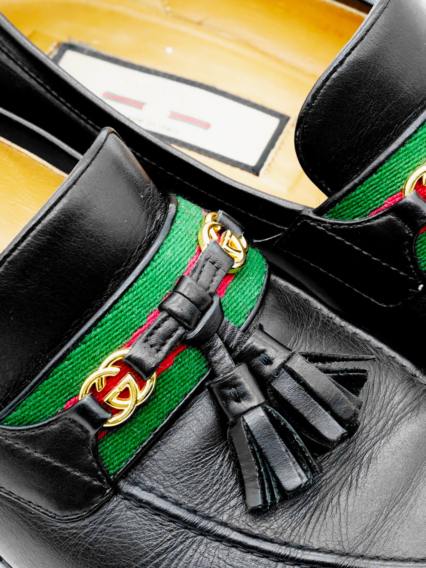Gucci 2000s Black Leather Loafers with Tassels
