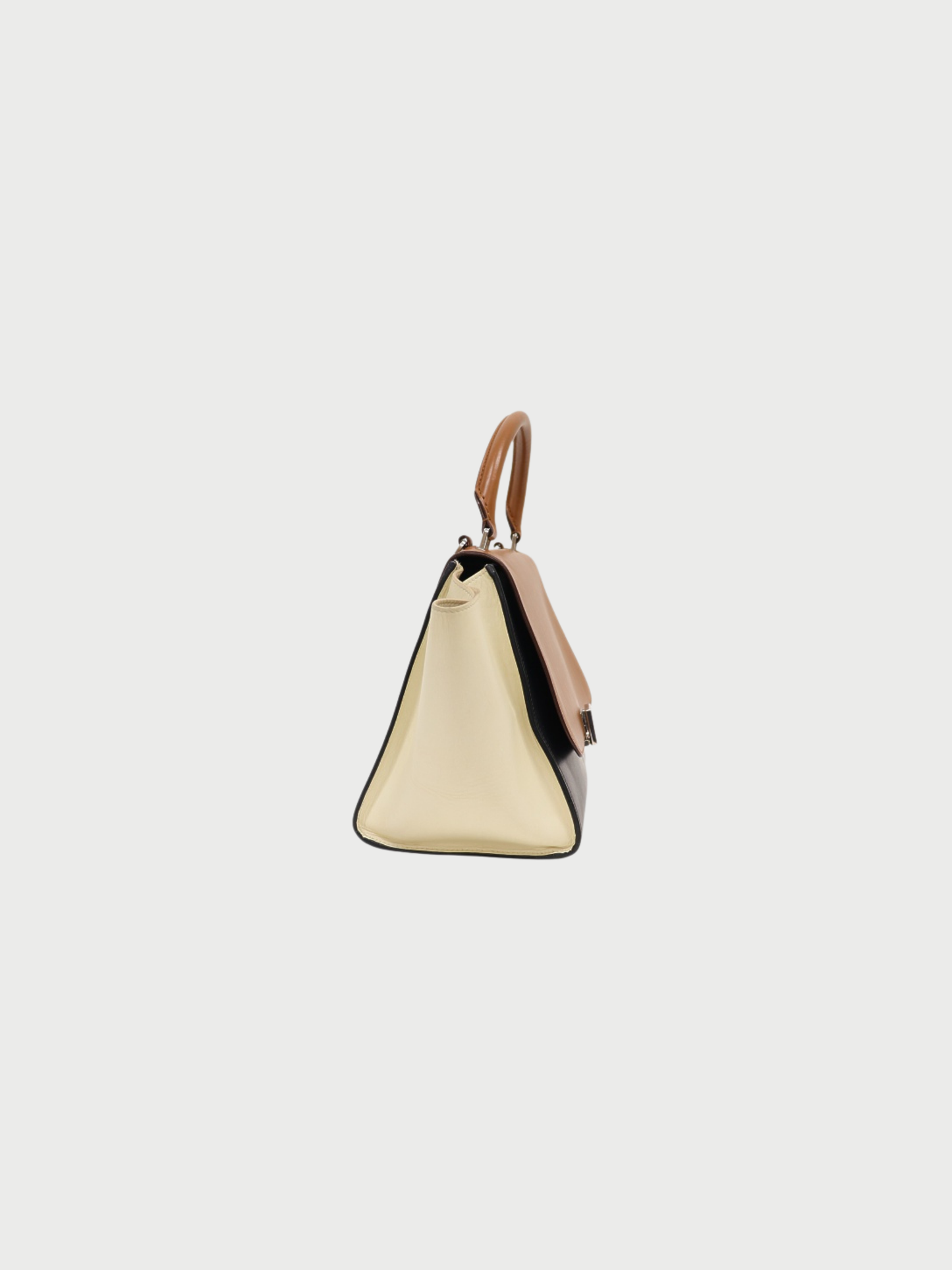 Celine 2011 Black Ivory Brown Leather Trapeze Bag