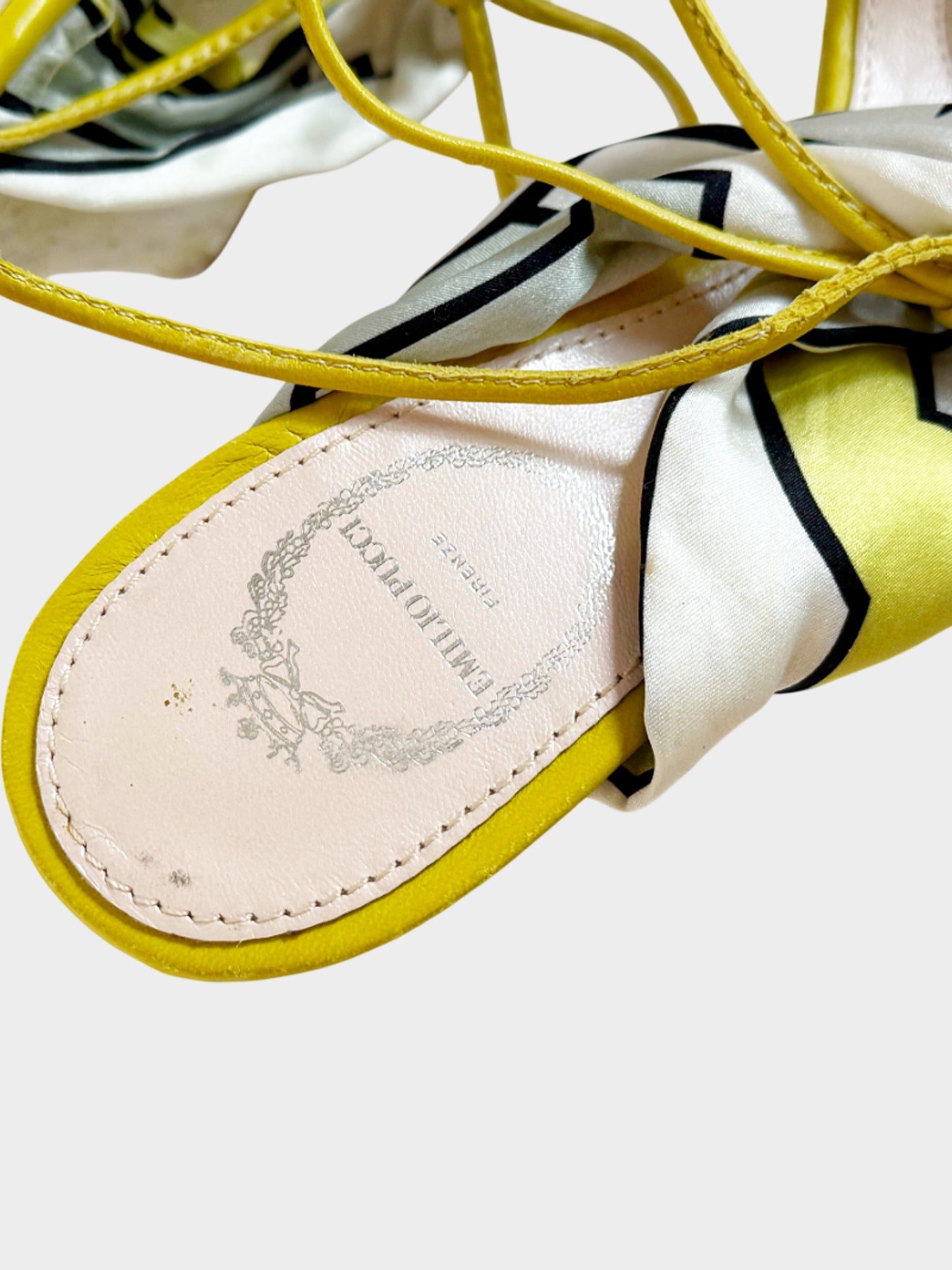 Emilio Pucci 2000s Yellow Satin and Leather Wedge Heels