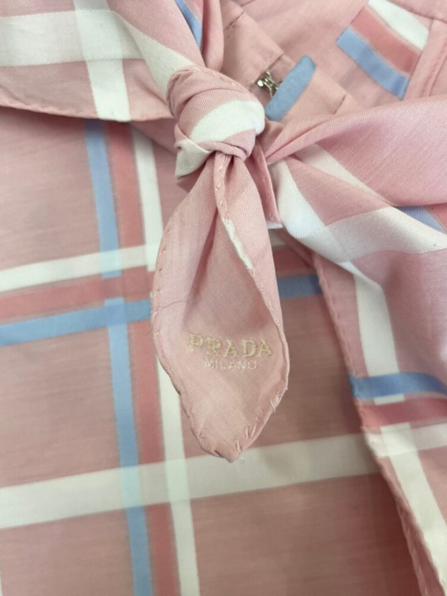 Prada 2020s Pink Cotton Logo Tie-Back Bandana Top