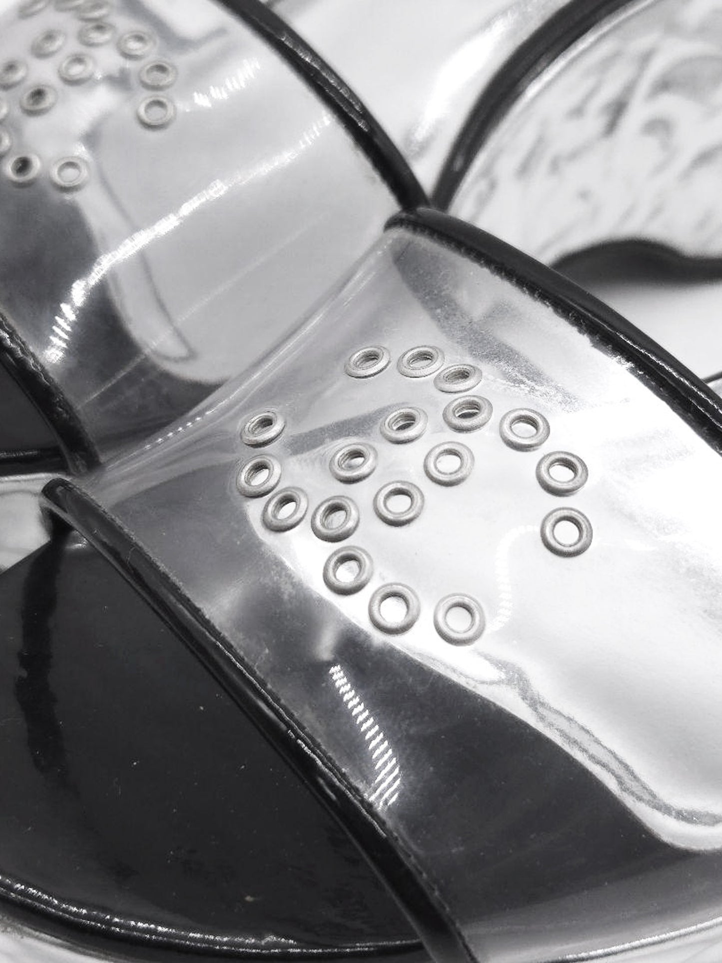 Chanel by Karl Lagerfeld Spring 2009 Black and Silver Hammered Silver Wedge Slide Sandals