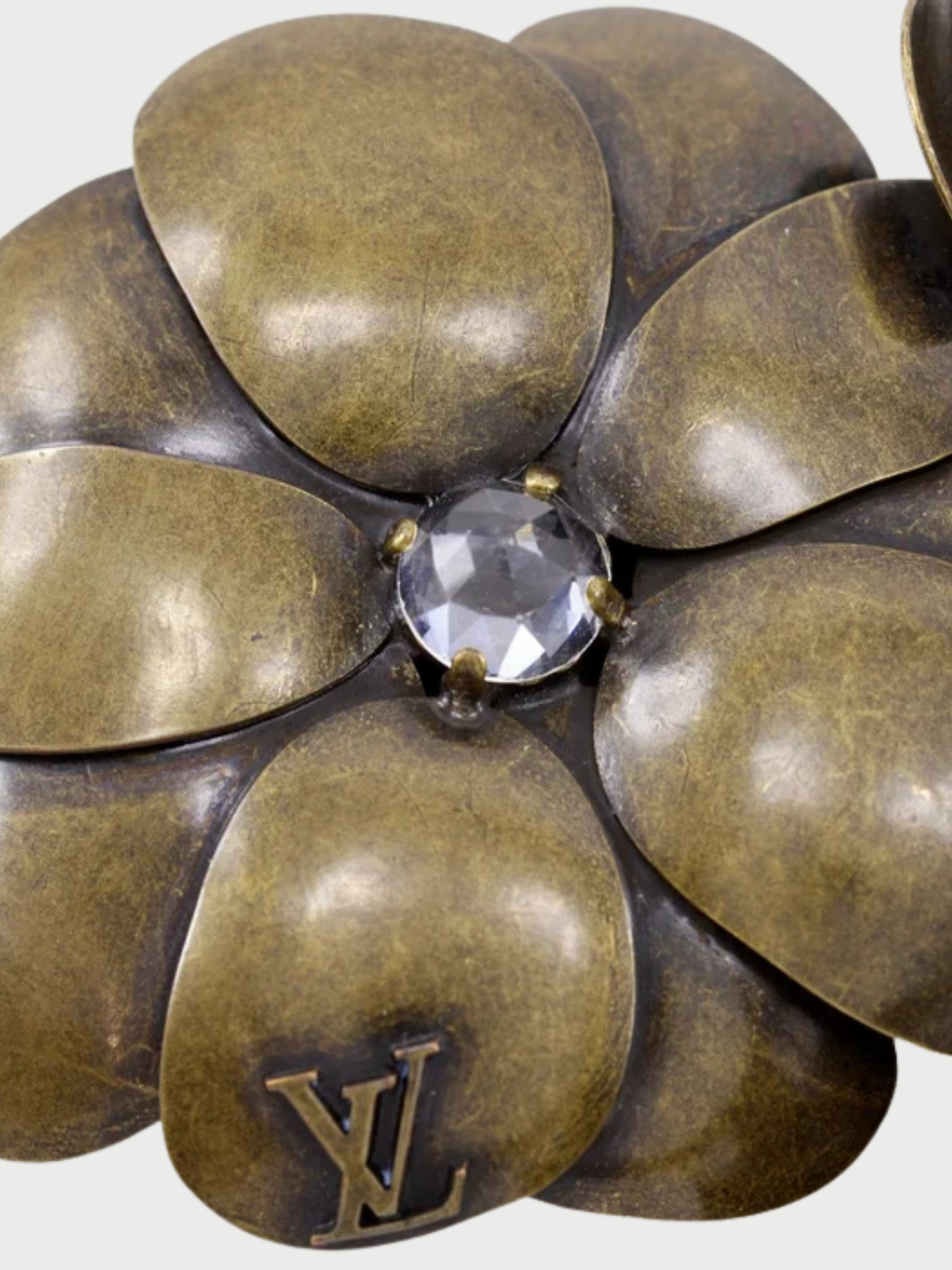 Louis Vuitton 2000s Bronze Crystal Flower Brooch