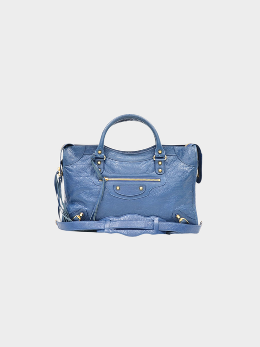 Balenciaga 2000s Blue Leather The City Bag