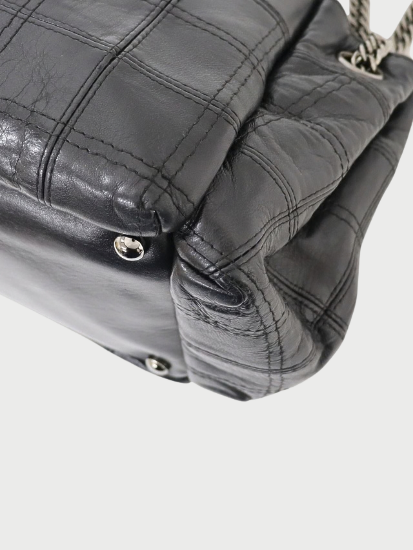 Chanel 2007 Black Caviar Leather Choco Bar Chain One-Shoulder Bag