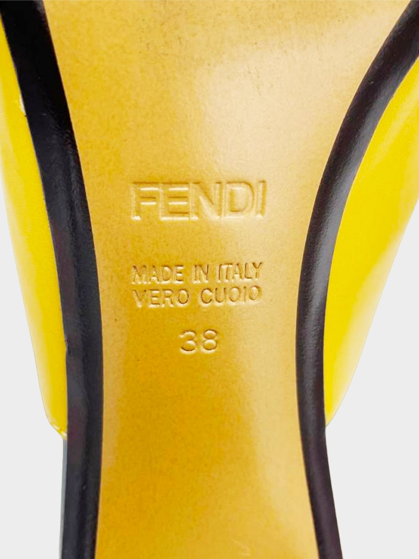 Fendi 2010s Yellow Vitello Leather Spiked Heel Mules