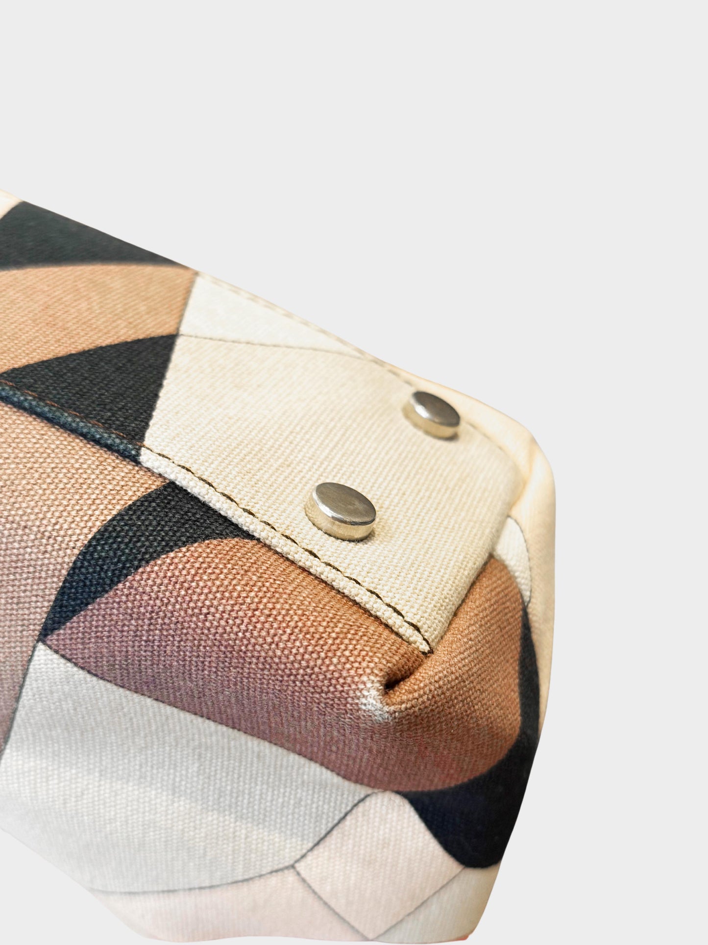 Emilio Pucci 2000s Pink and Brown Geometric Print Canvas Tote Bag