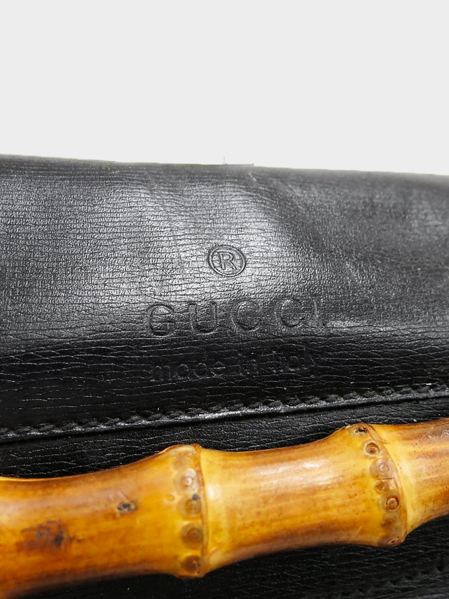 Gucci 2000s Black Leather Bamboo Bullet Top Handle Bag