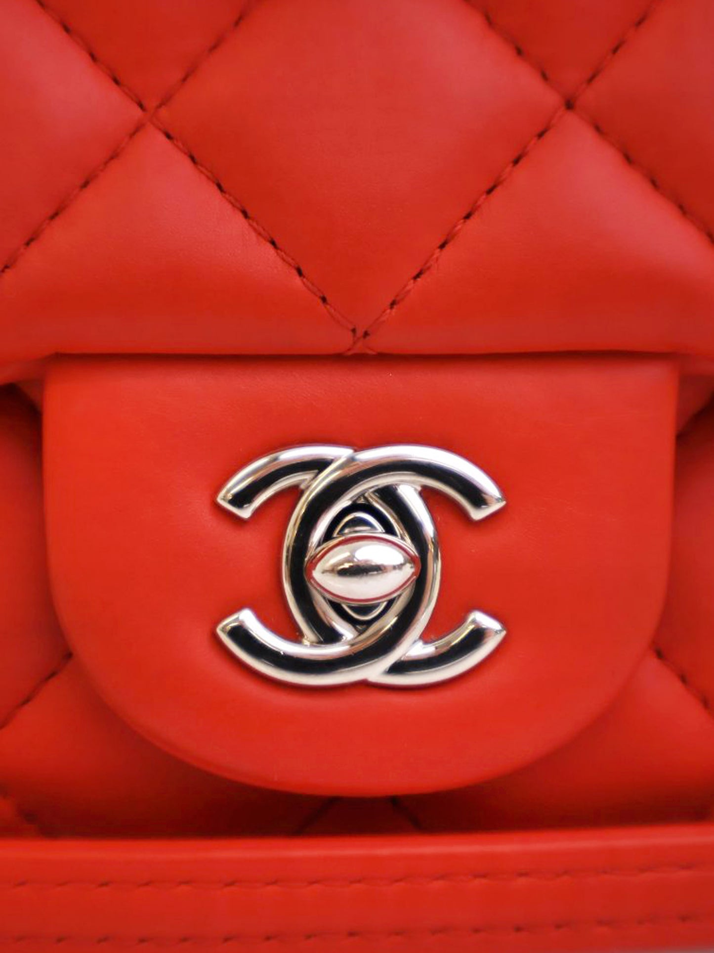 Chanel 2014 Red Lambskin 3 Accordion Small Flap Bag