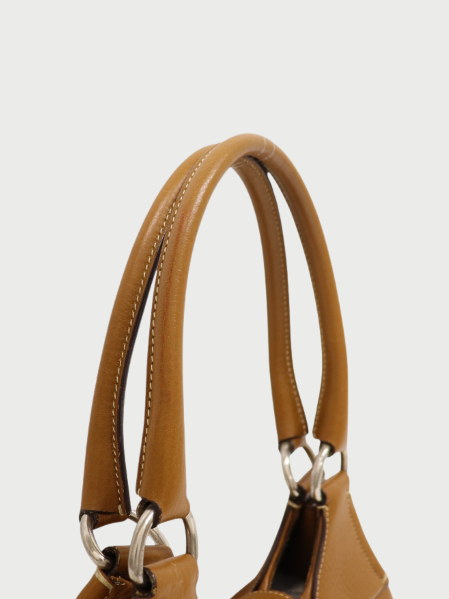 Prada 2000s Brown Leather Triangle Logo Hardware One-Shoulder Bag