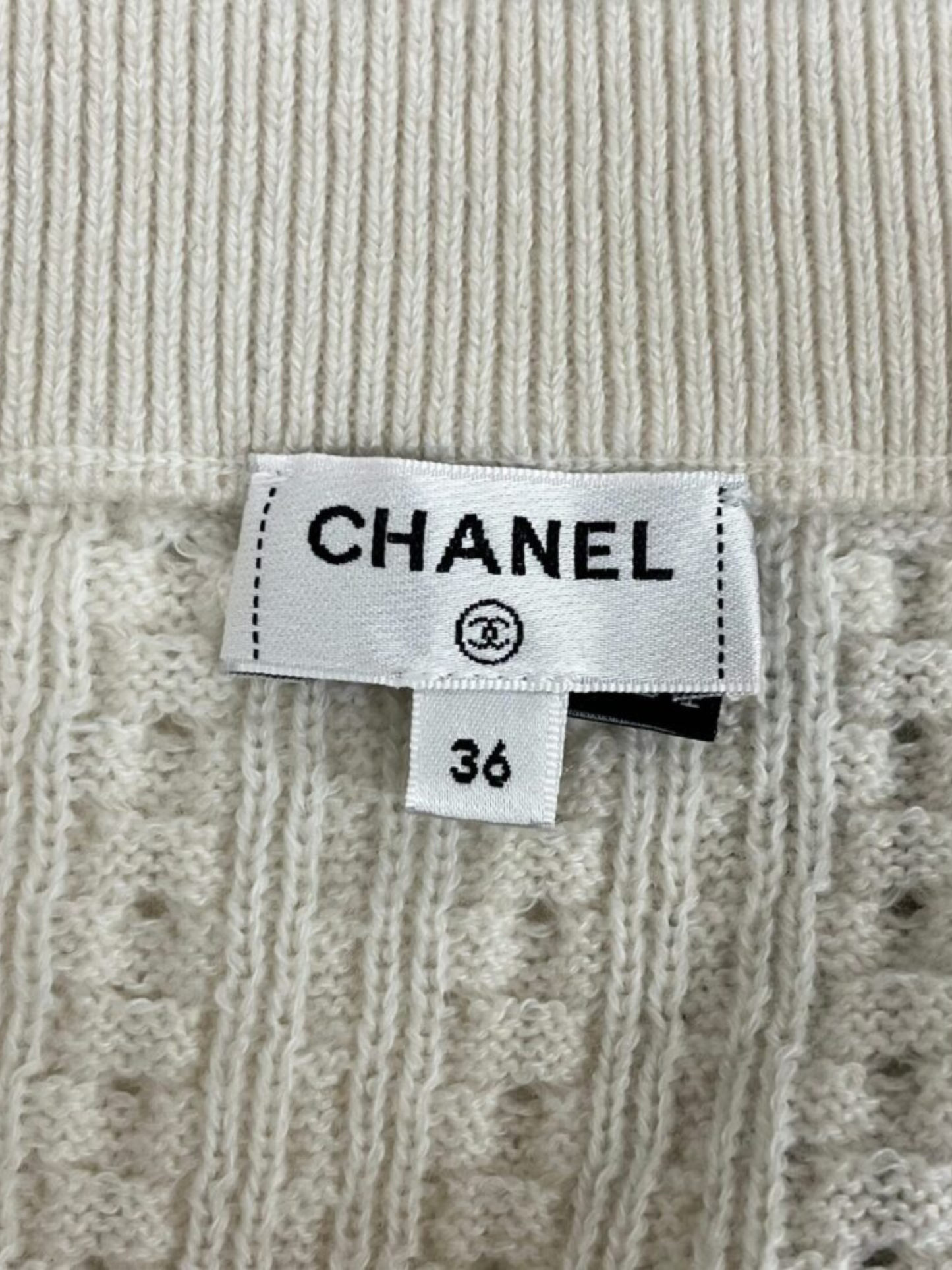 Chanel 2023 Ivory Cashmere Cotton Knit Mini Skirt
