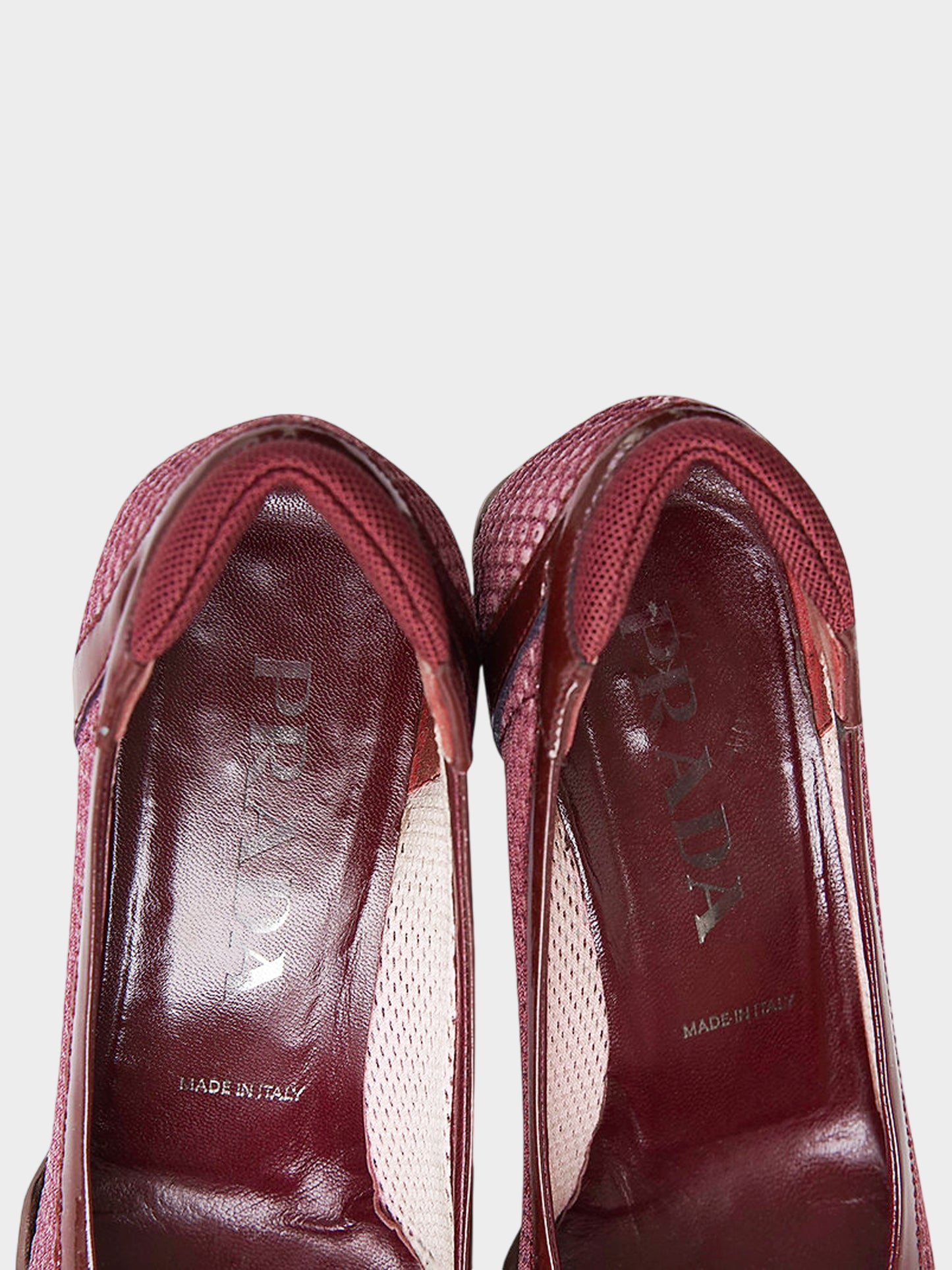 Prada SS 2000 Burgundy Mesh Heels