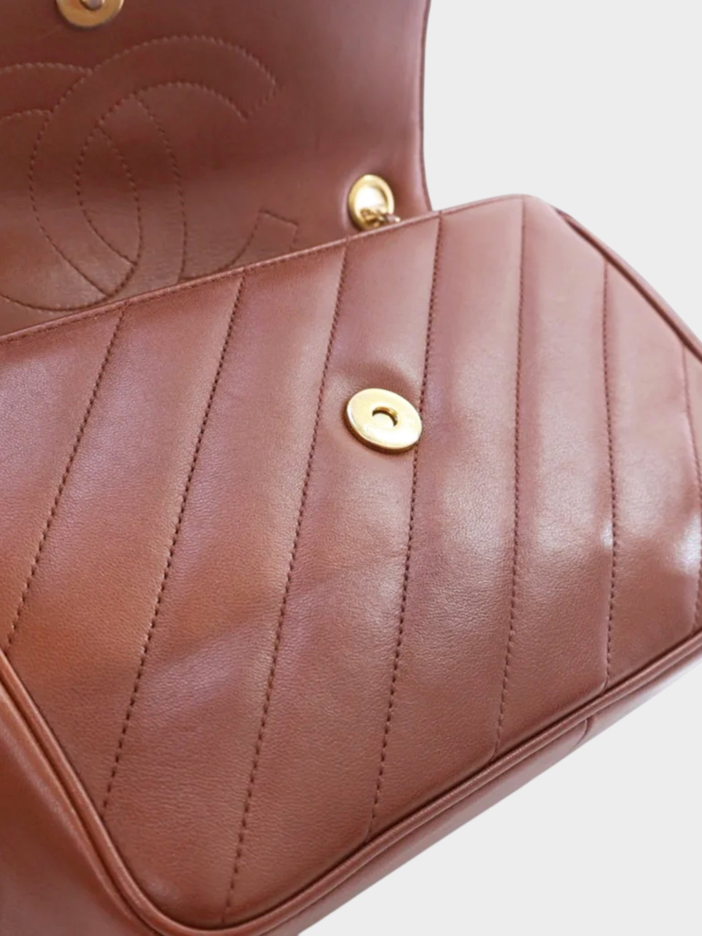 Chanel 2015-2016 Brown Lambskin Covered CC Signature Flap Bag