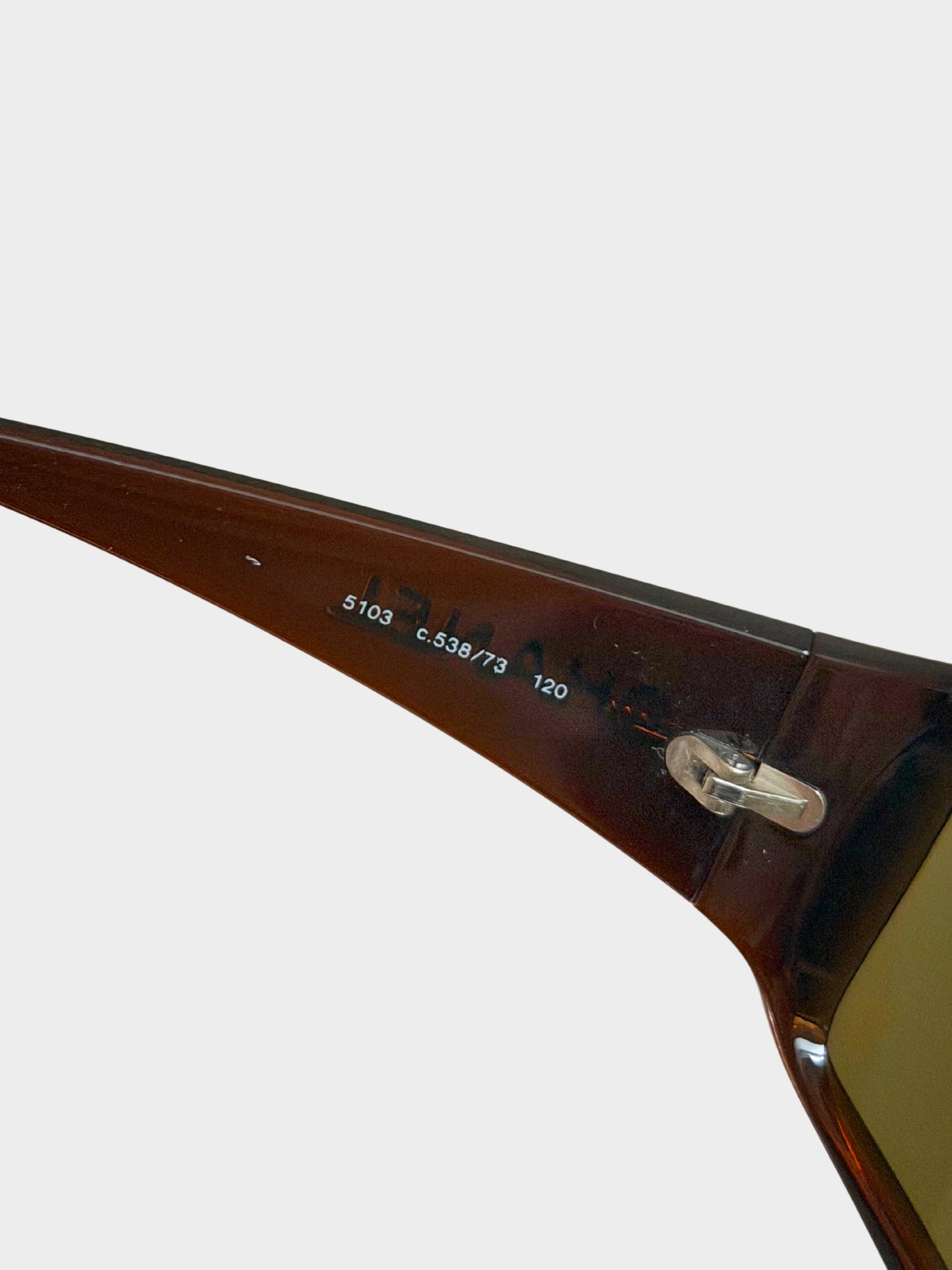 Chanel Early 2000s Dark Brown 5103 Wraparound Shield Sunglasses