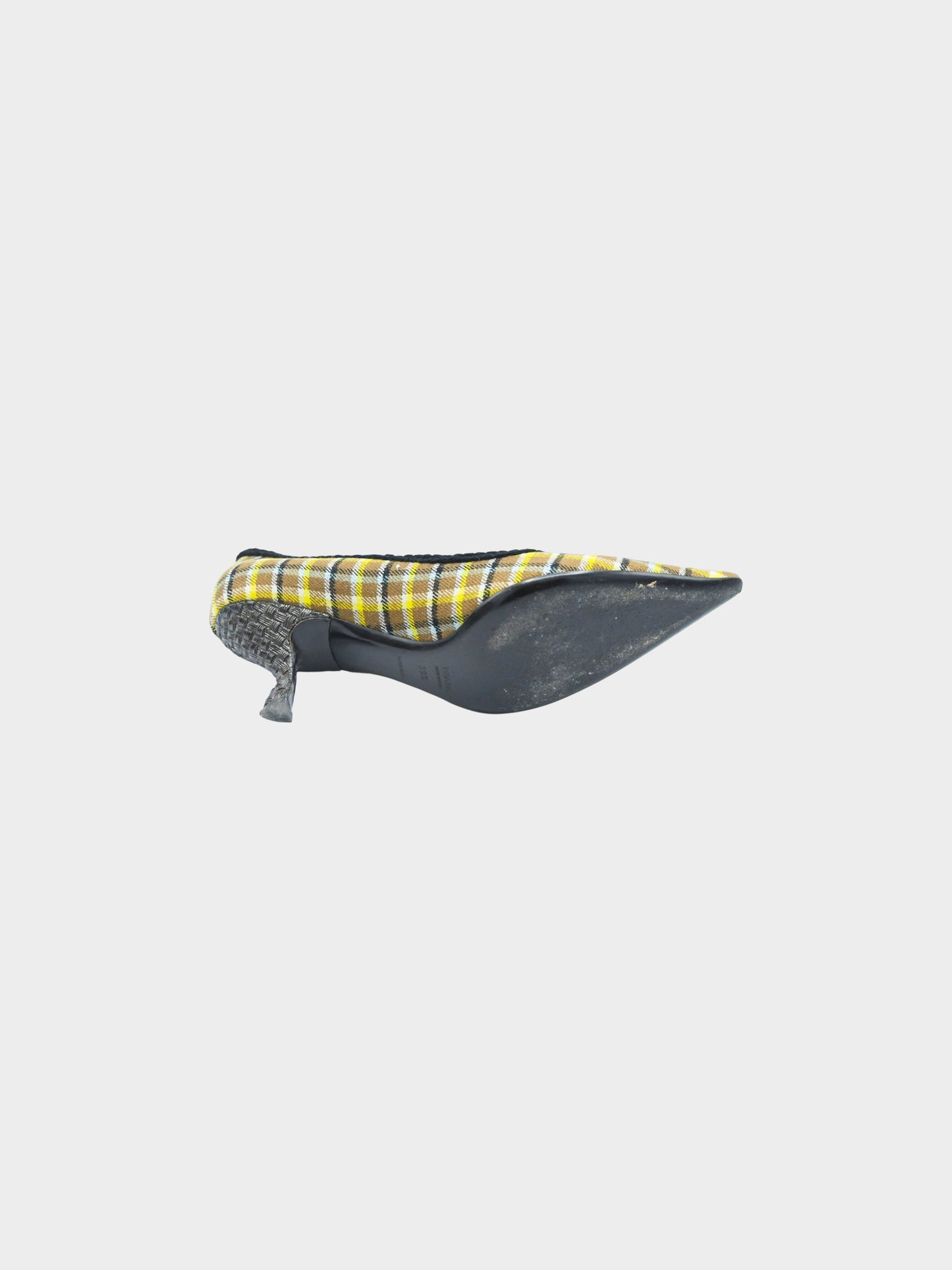 Prada Mid-2000s Green and Brown Prince of Wales Wool Pumps