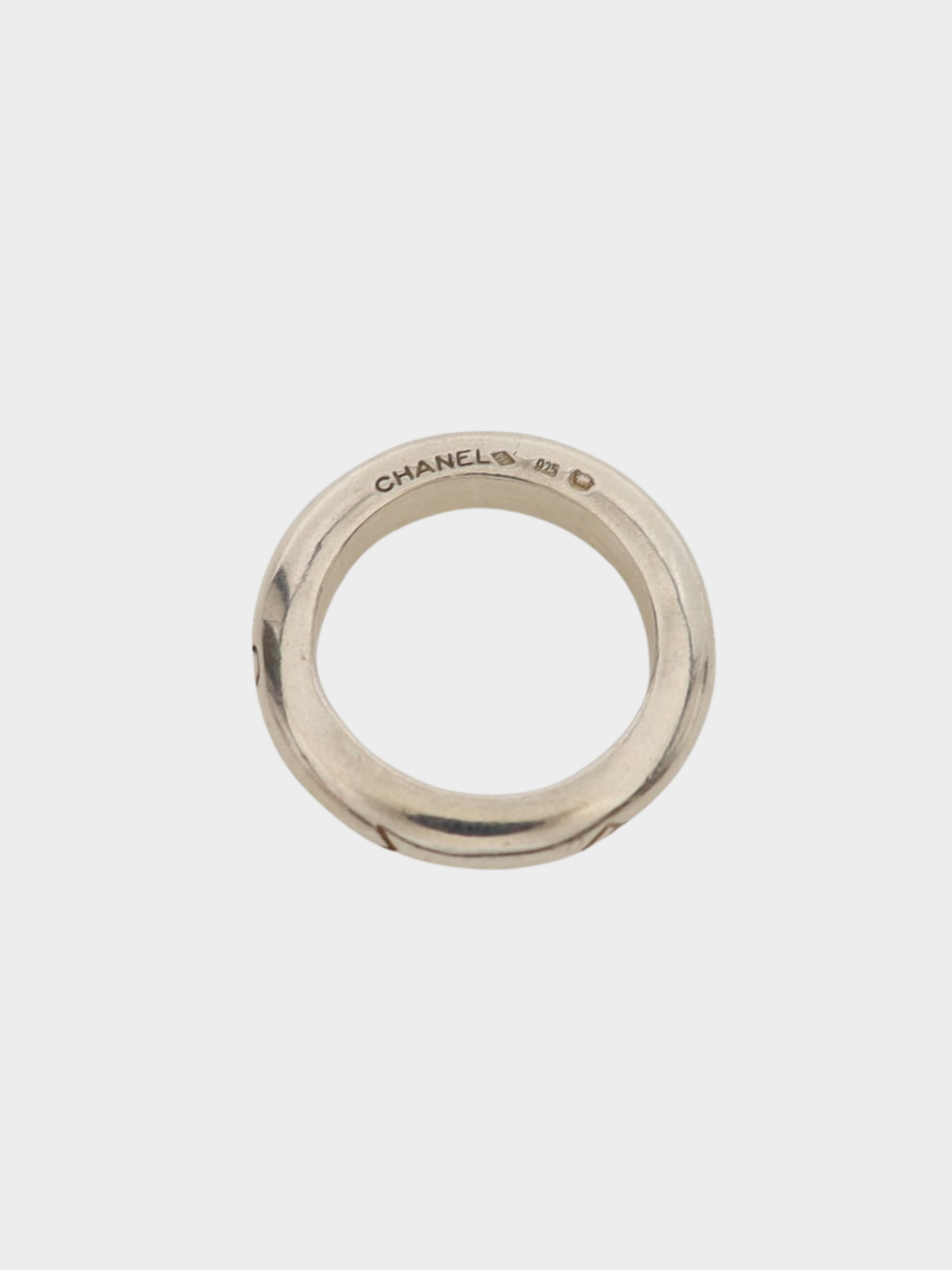 Chanel 2000s Silver 925 Logo Engraved Triple Ring