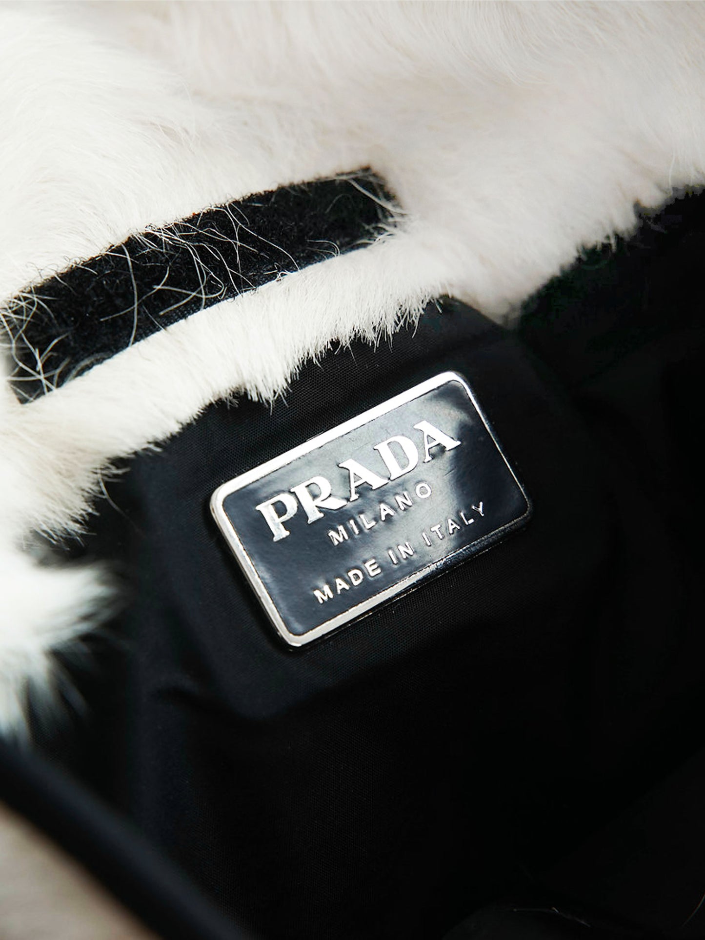 Prada 1999 White Fur Belt Bag