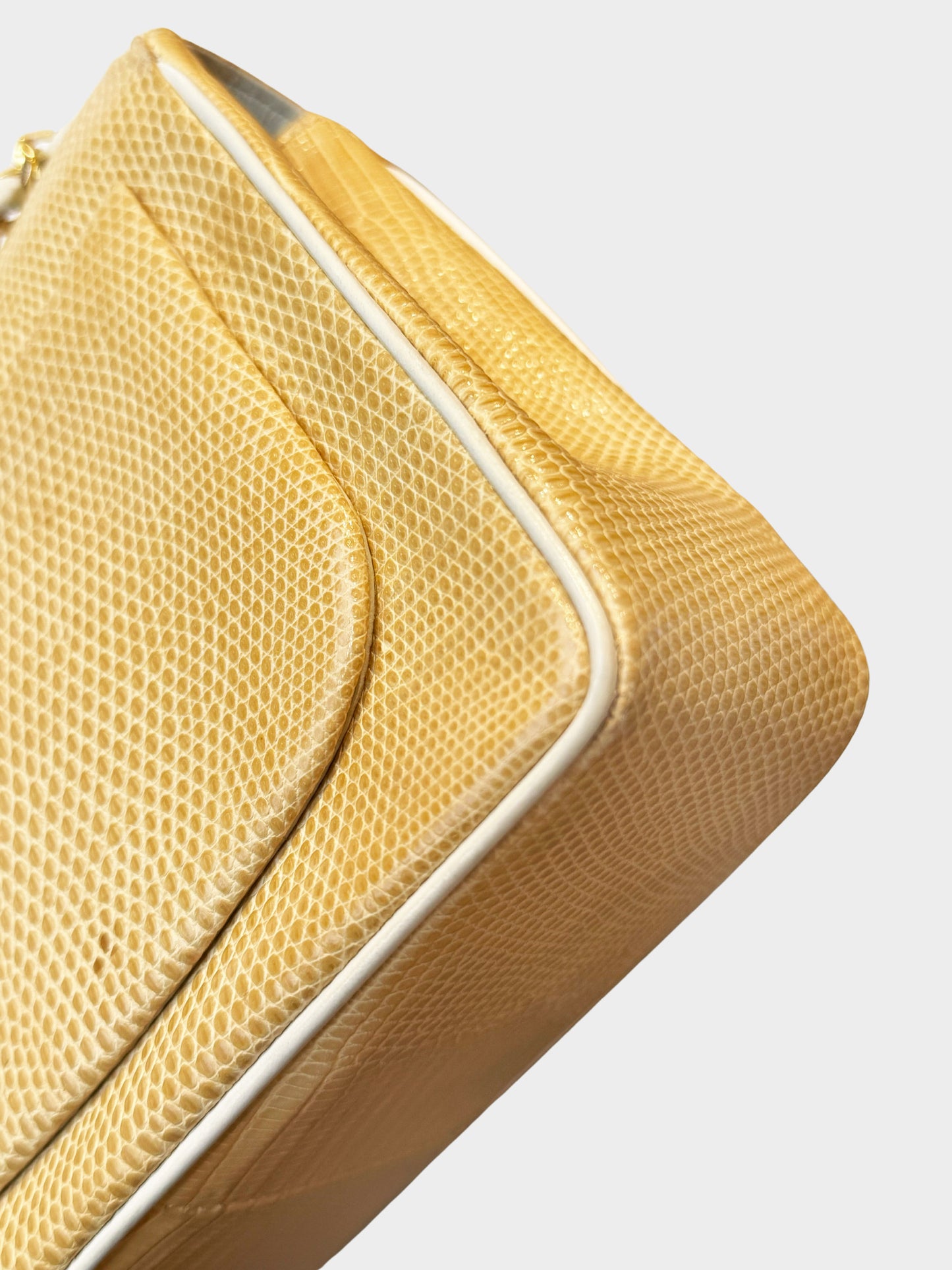 Chanel 1986-1988 Beige Lizard Leather Square Flap Bag