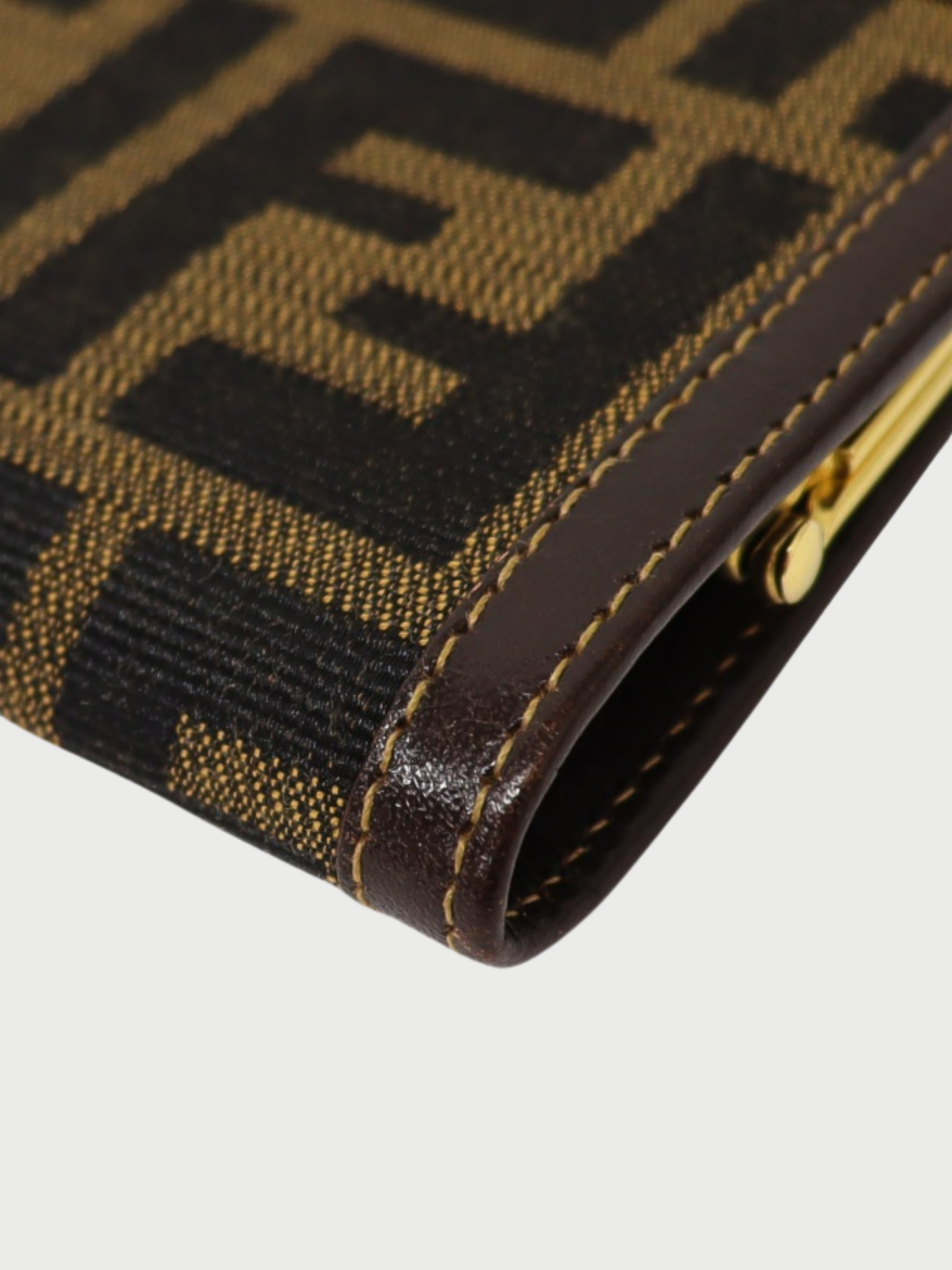 Fendi 2000s Brown Leather Zucca Coin Case