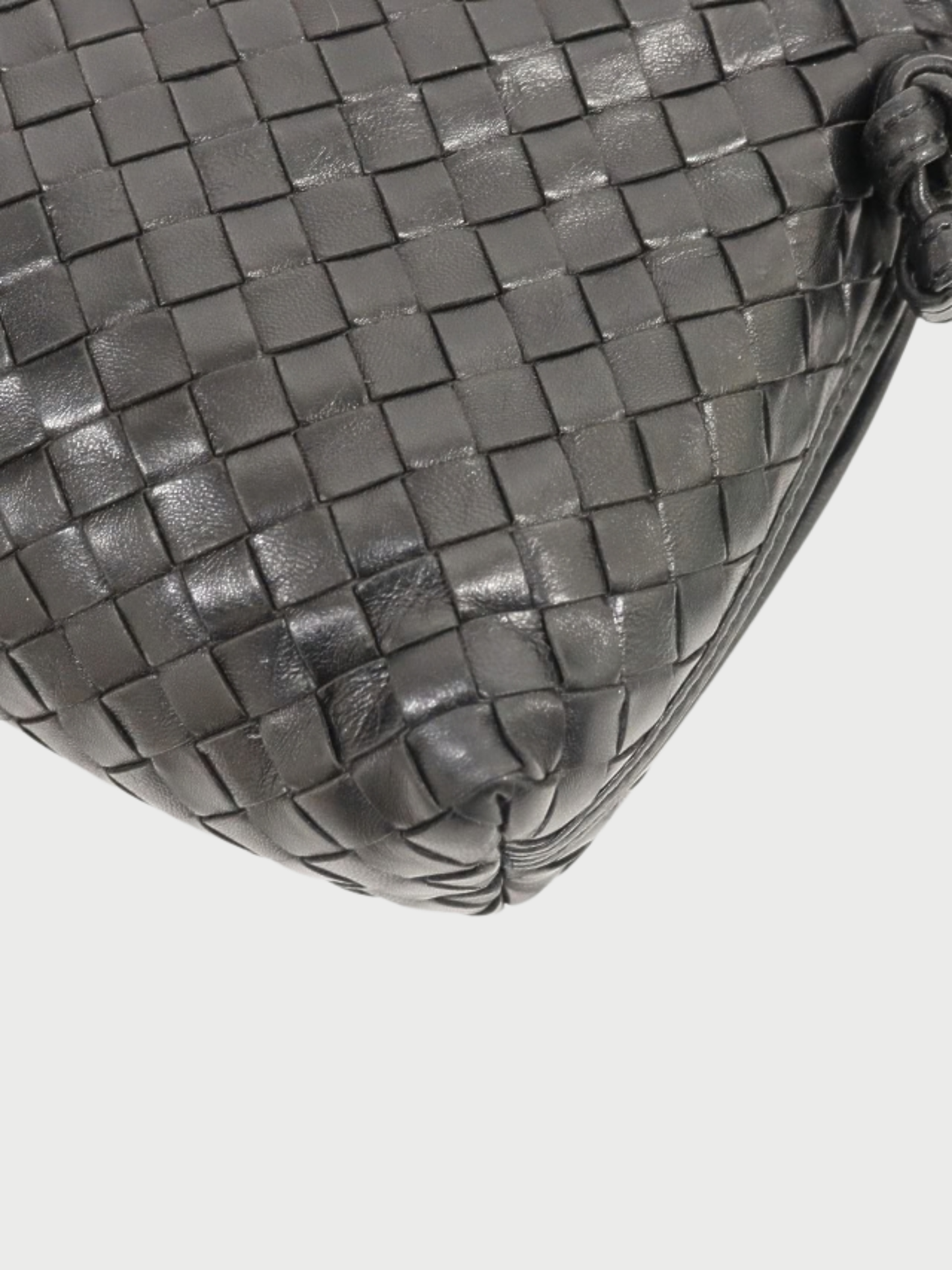 Bottega Veneta 2010s Black Intrecciato Leather Shoulder Bag