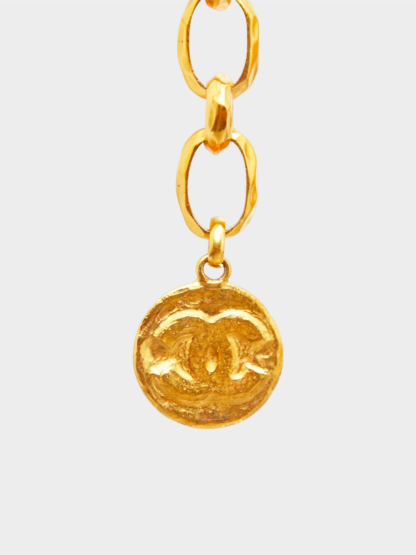 Chanel Fall 1993 Gold Spell Out Hammered Chain Link Belt
