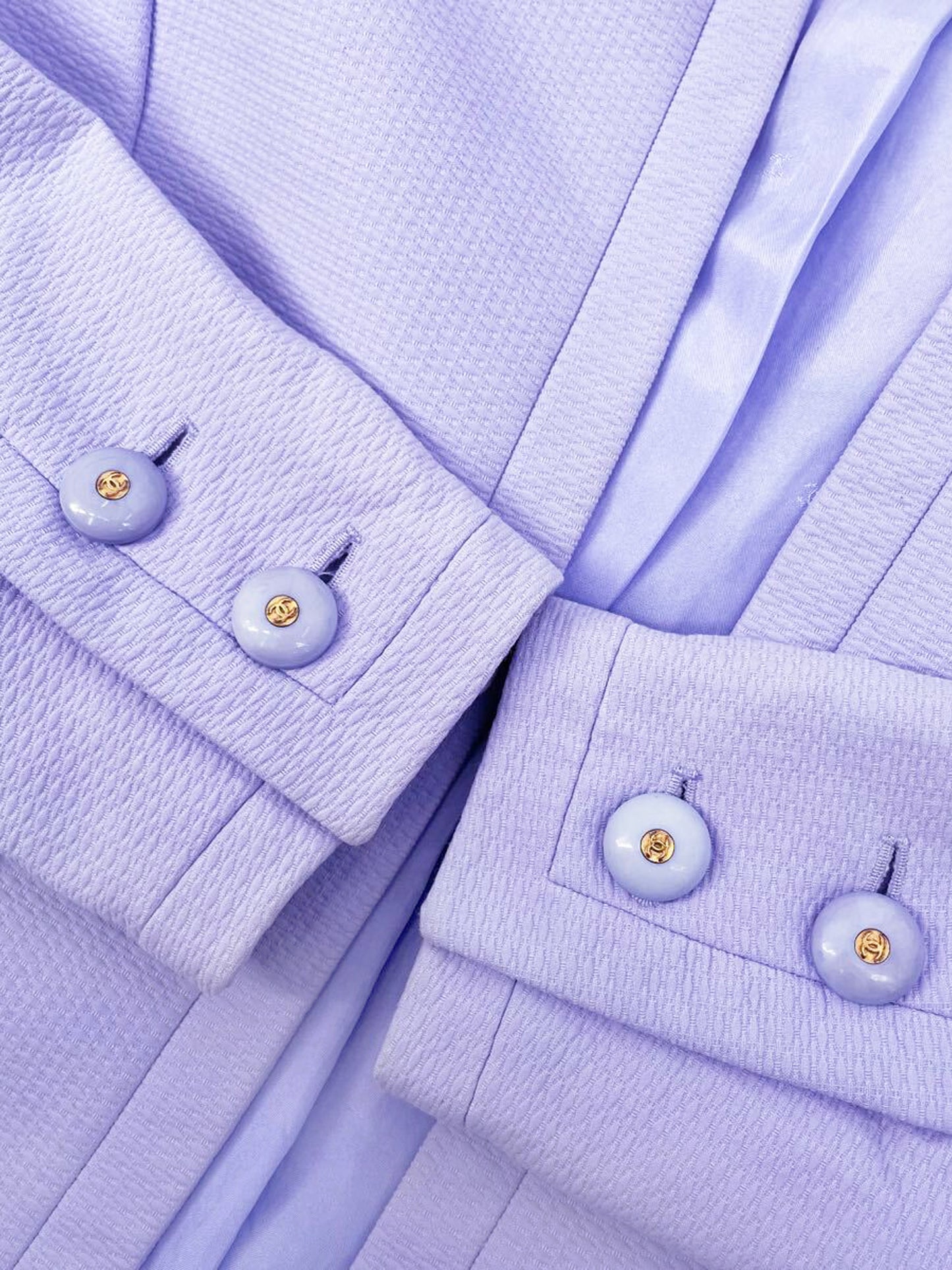 Chanel 1998 Lavender Cotton Jacket and Skirt Set