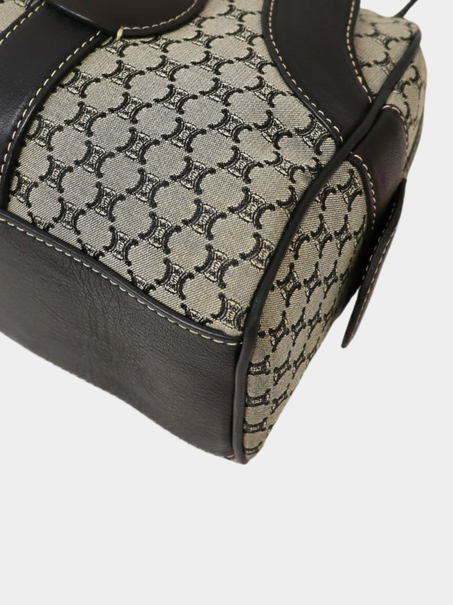 Celine 1990s Black Green Macadam Canvas Shoulder Bag