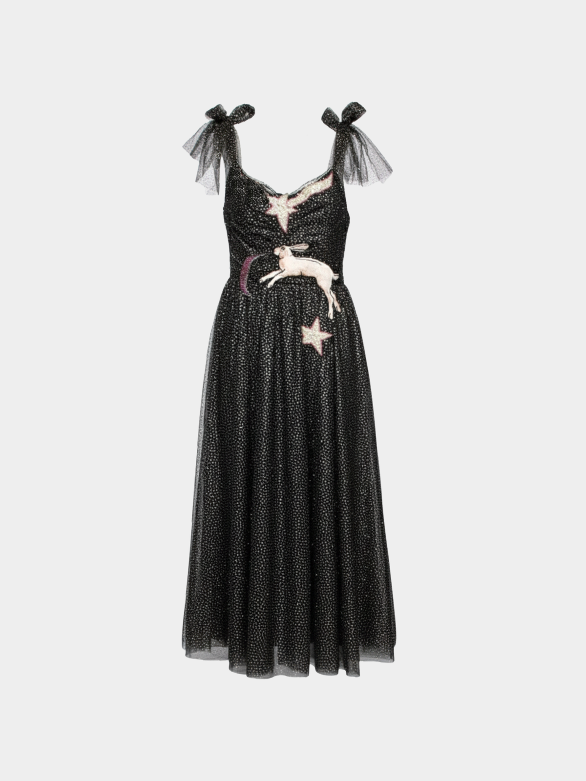 Gucci 2020s Black Embroidered Tulle Gown