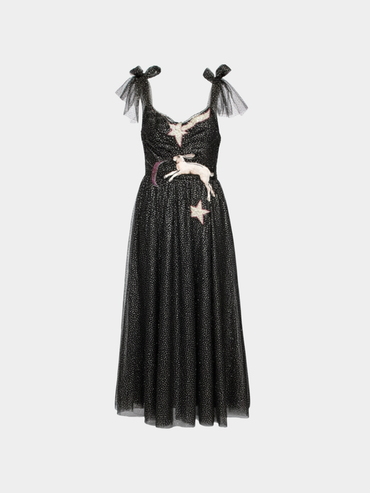 Gucci 2020s Black Embroidered Tulle Gown