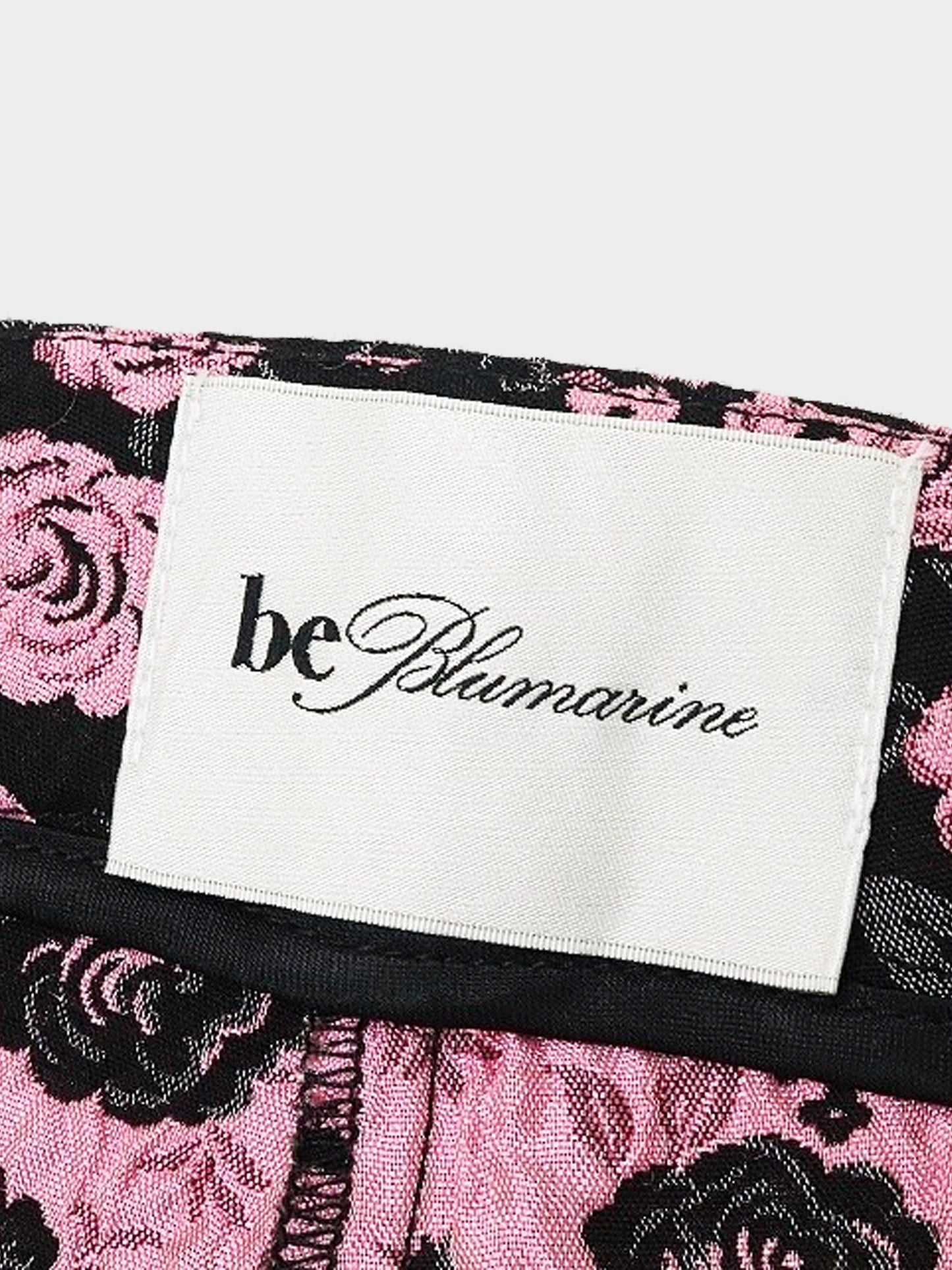 Blumarine 2000s Black and Pink Floral Print Pants