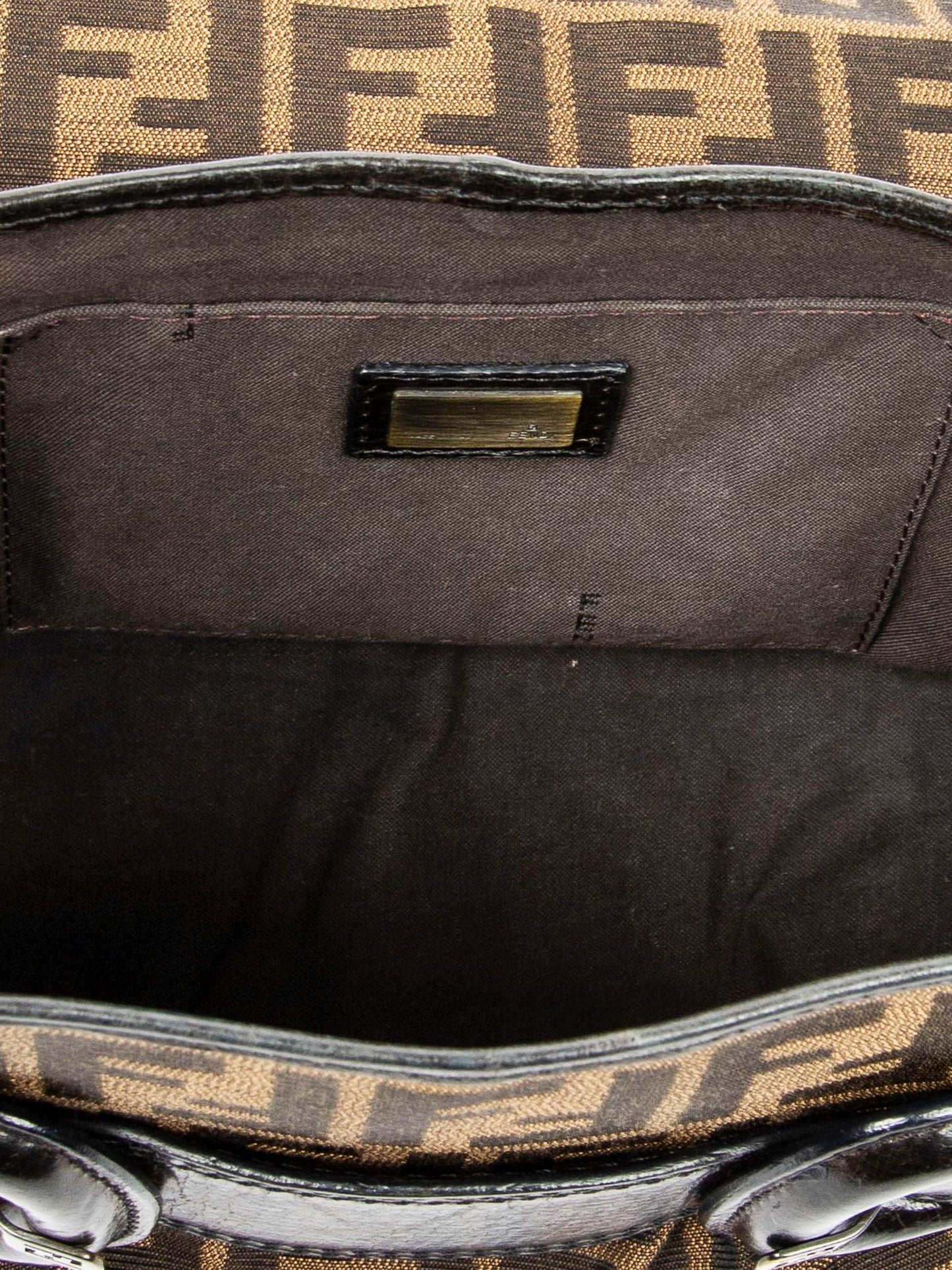 Fendi 2007 Khaki and Black Zucca B Bis Canvas Flap Bag