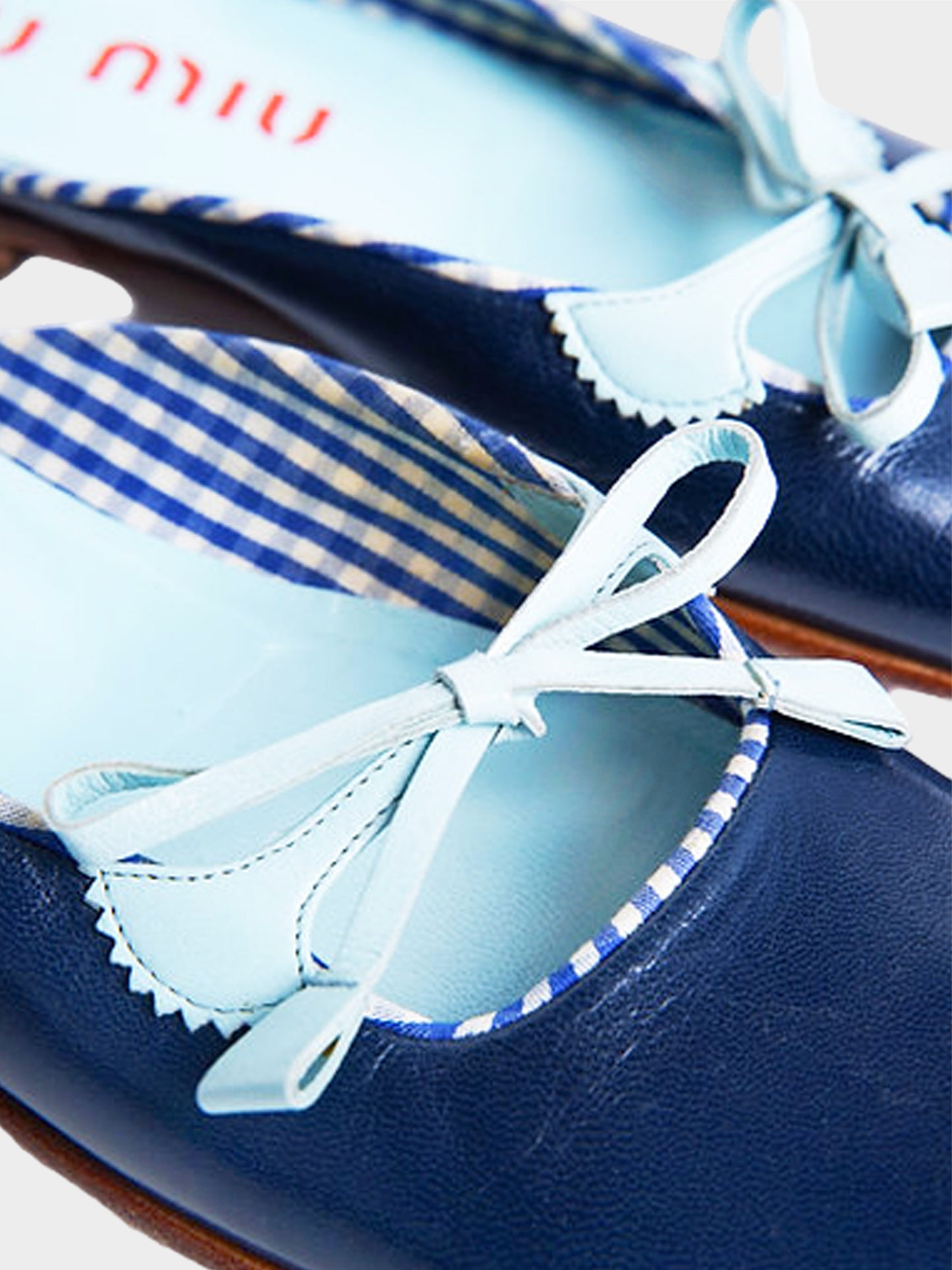 Miu Miu SS 2000 Blue Plaid Leather Flats