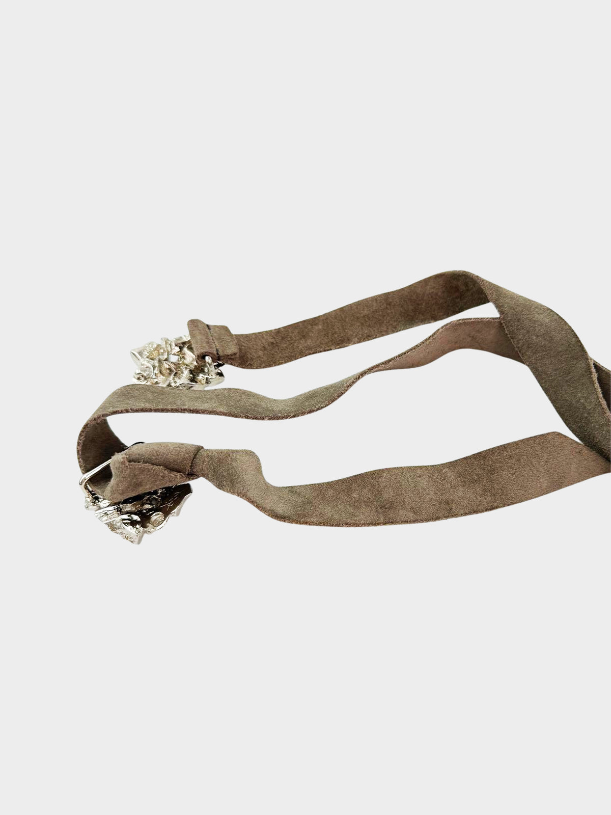 Yves Saint Laurent 1990s Rare Brown Suede and Silver Metal Buckle Belt