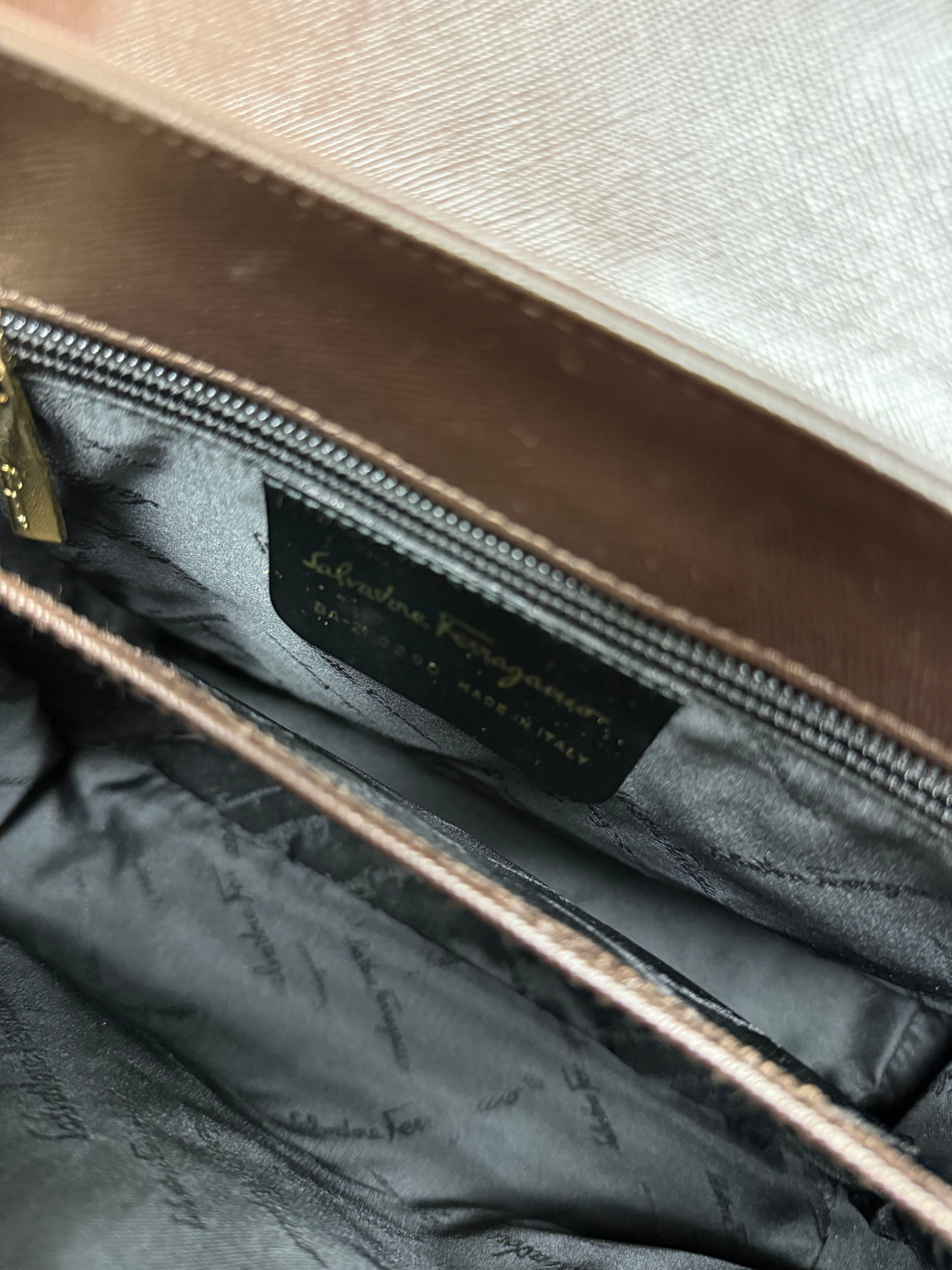 Salvatore Ferragamo 1990s Dark Brown Saffiano Leather Gancini Top Handle Bag