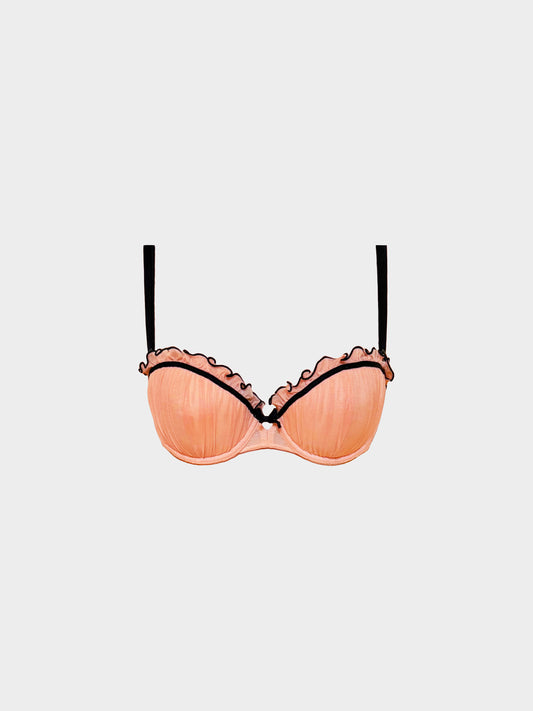 Chantal Thomass 1990s Peach French Balconette Bra with Bow