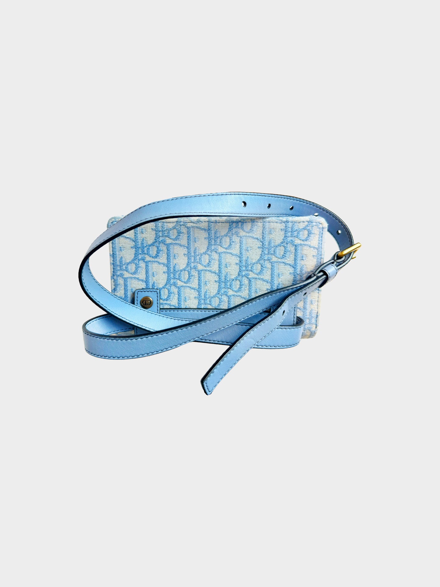 Christian Dior 2020s Cornflower Blue Trotter Saddle Belt Bag