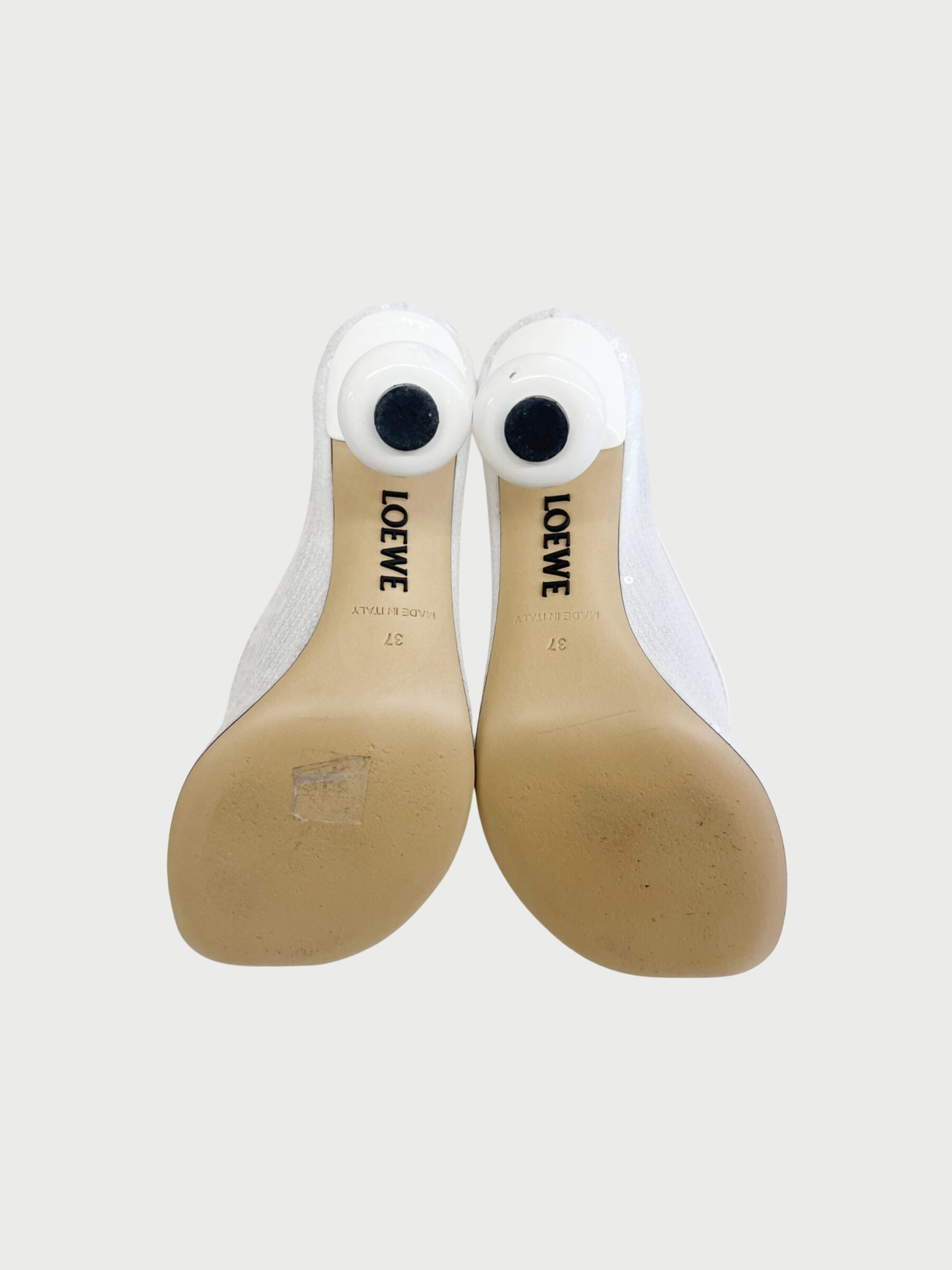 Loewe 2020s White Sequin Mesh Toy Pumps