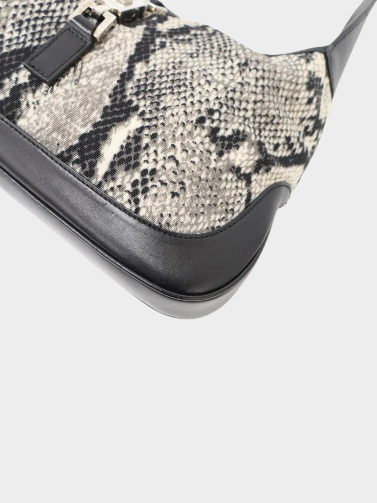 Gucci 2000s Black White Python Jackie Shoulder Bag