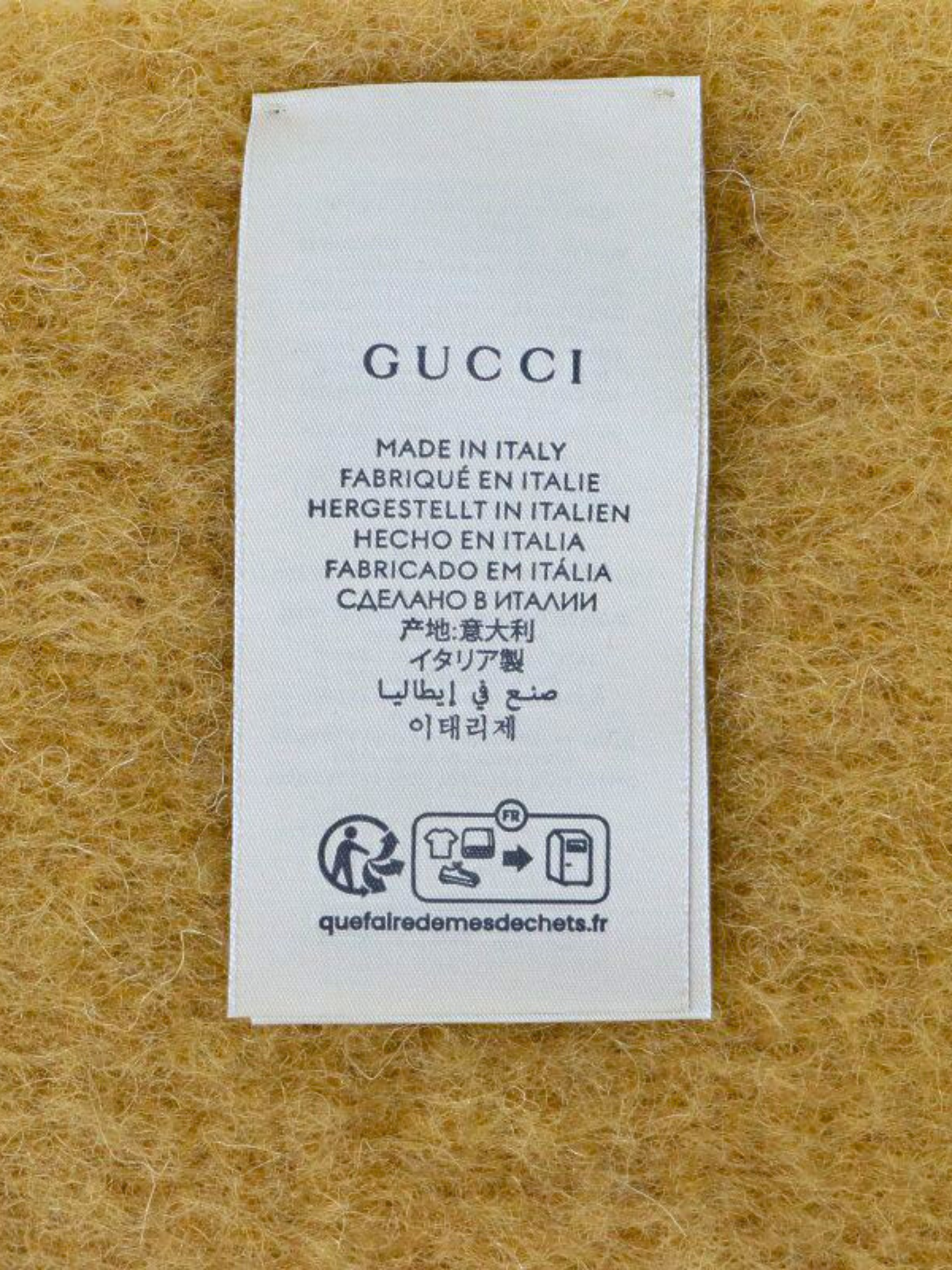 Gucci 2000s Brown Logo Wool Mohair Scarf